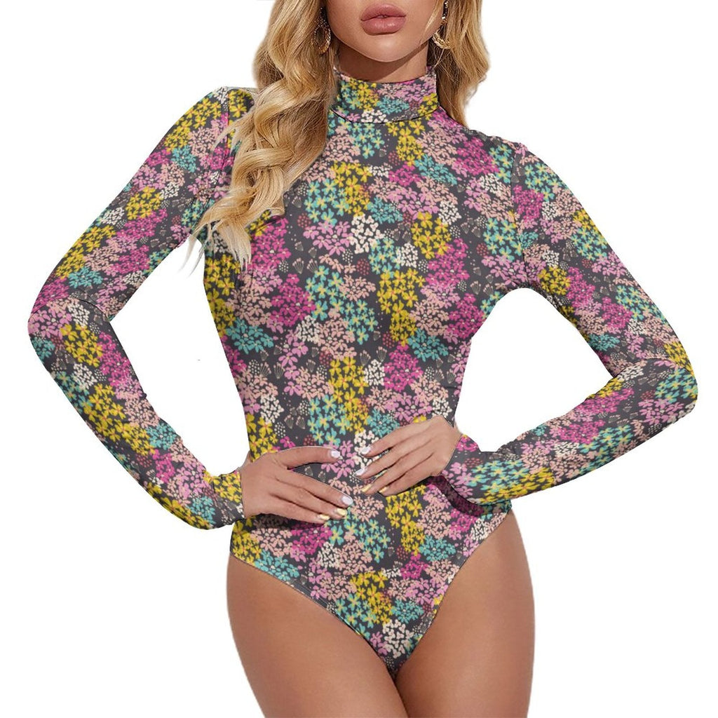 Summer Vibes High-collar Long-sleeve Bodysuit