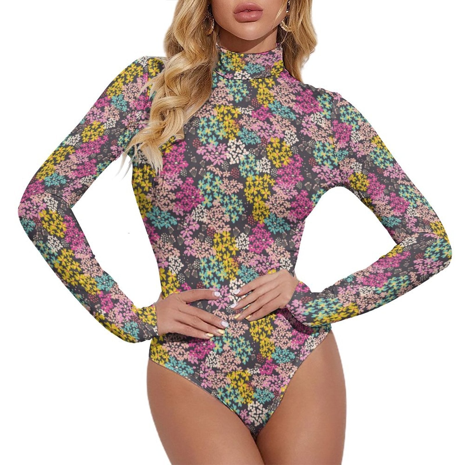 Summer Vibes High-collar Long-sleeve Bodysuit