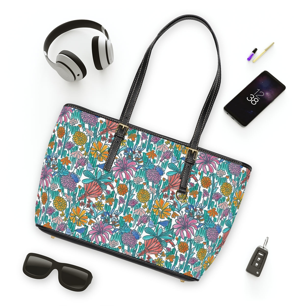 Scene Stealer Garden PU Leather Shoulder Tote