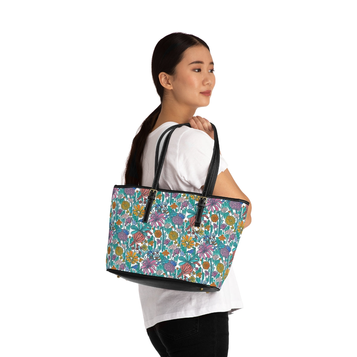 Scene Stealer Garden PU Leather Shoulder Tote