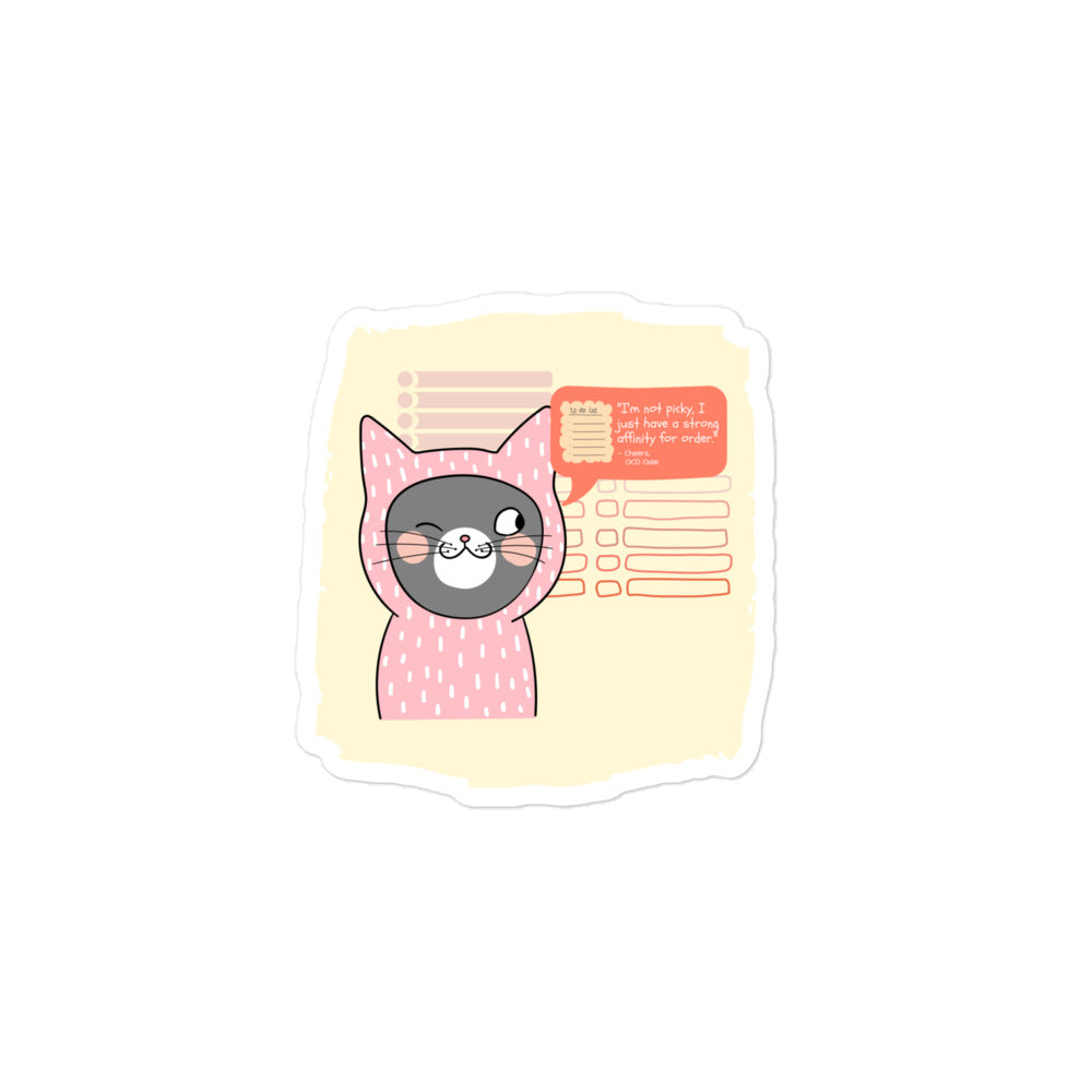 OCD Ollie Collection: 'Order Enthusiast' Expert Sticker