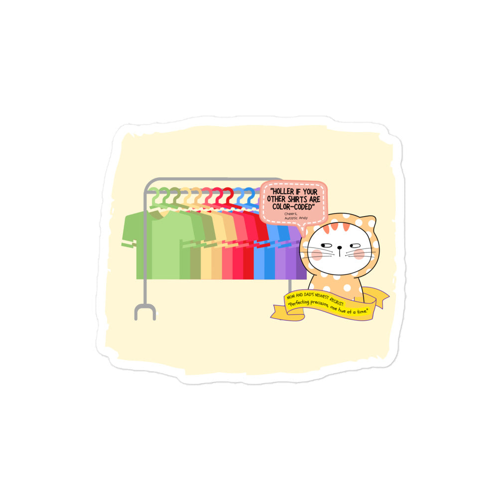 Autistic Andy 'Color-Coded' Humor Sticker