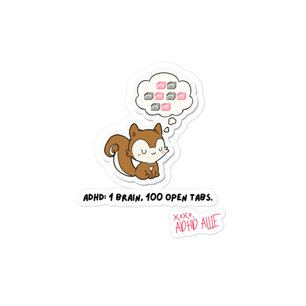 ADHD Allie '100 Open Tabs' Sticker