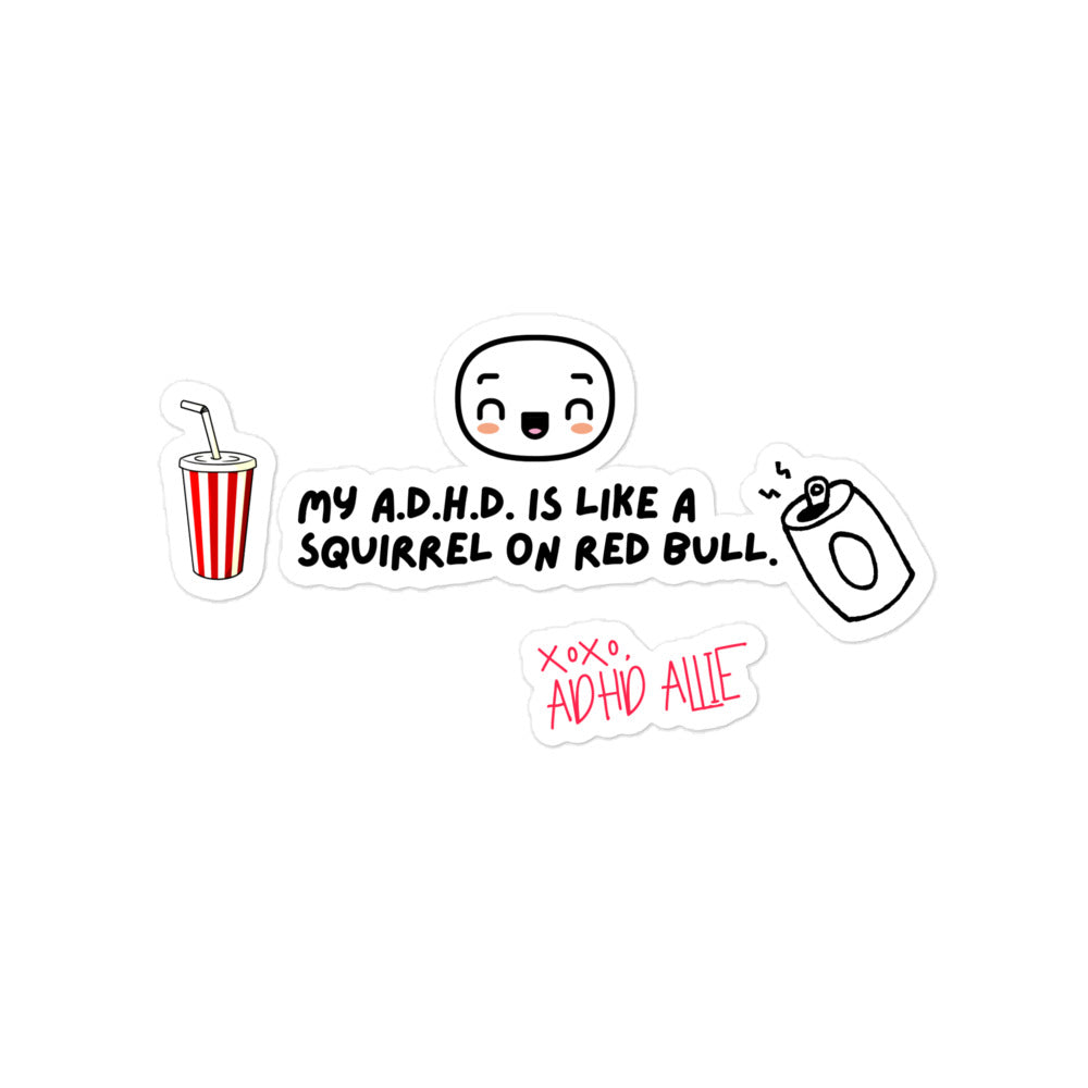 ADHD Allie 'Squirrel On Red Bull' Sticker