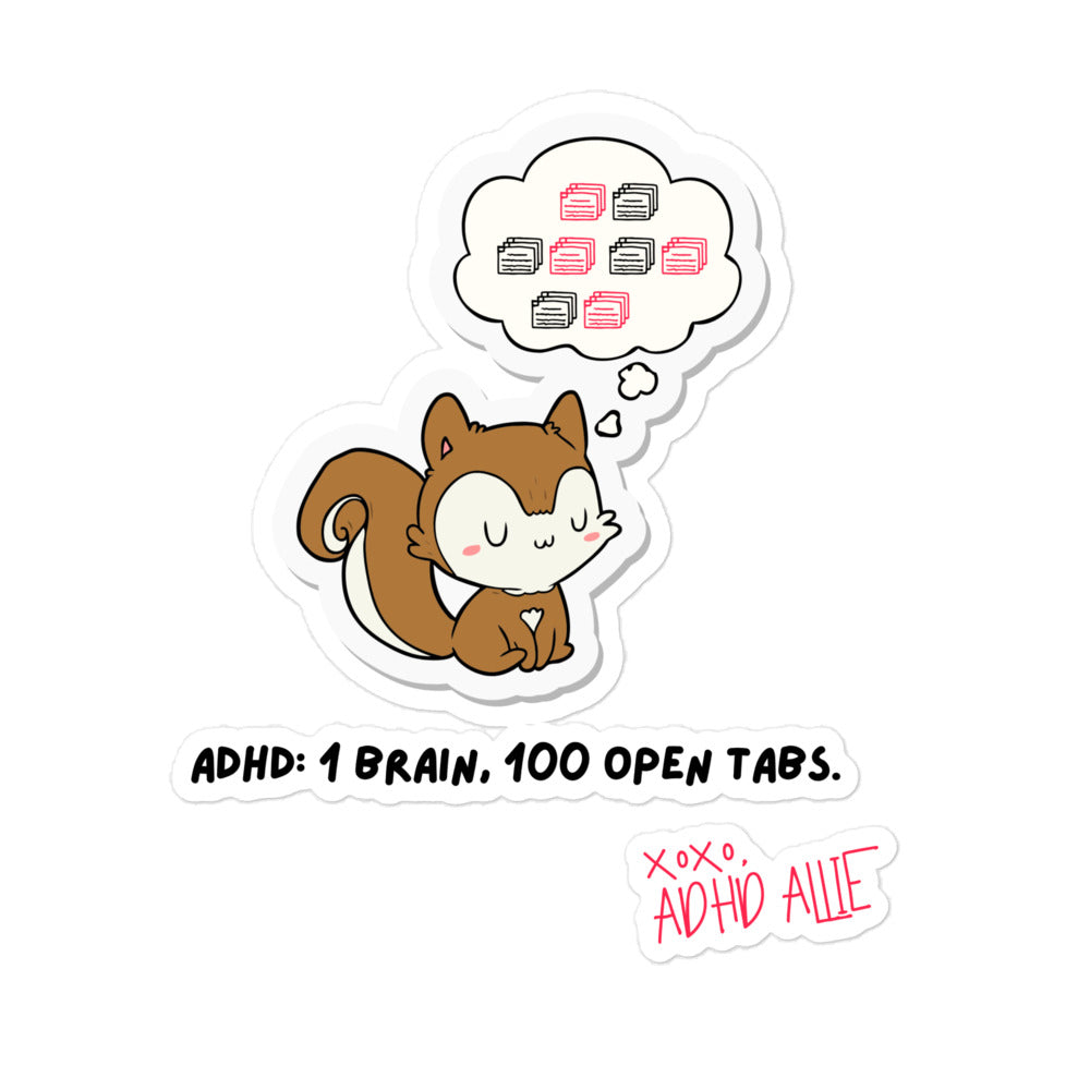 ADHD Allie '100 Open Tabs' Sticker
