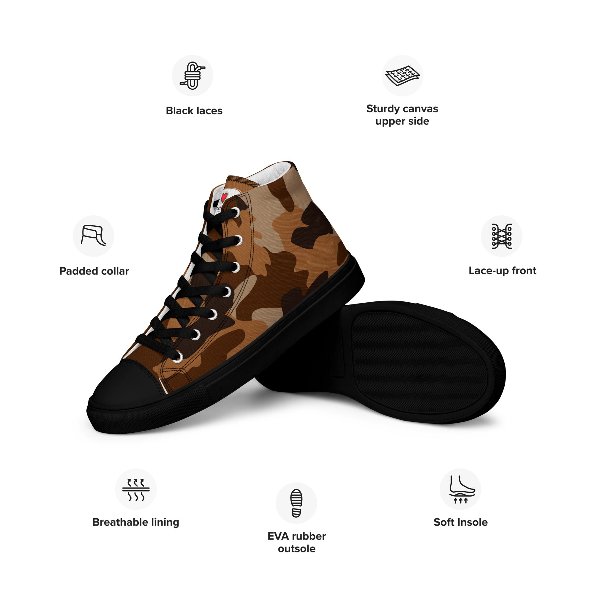 Army Enthusiast Men's High-Top Camouflage Sneakers