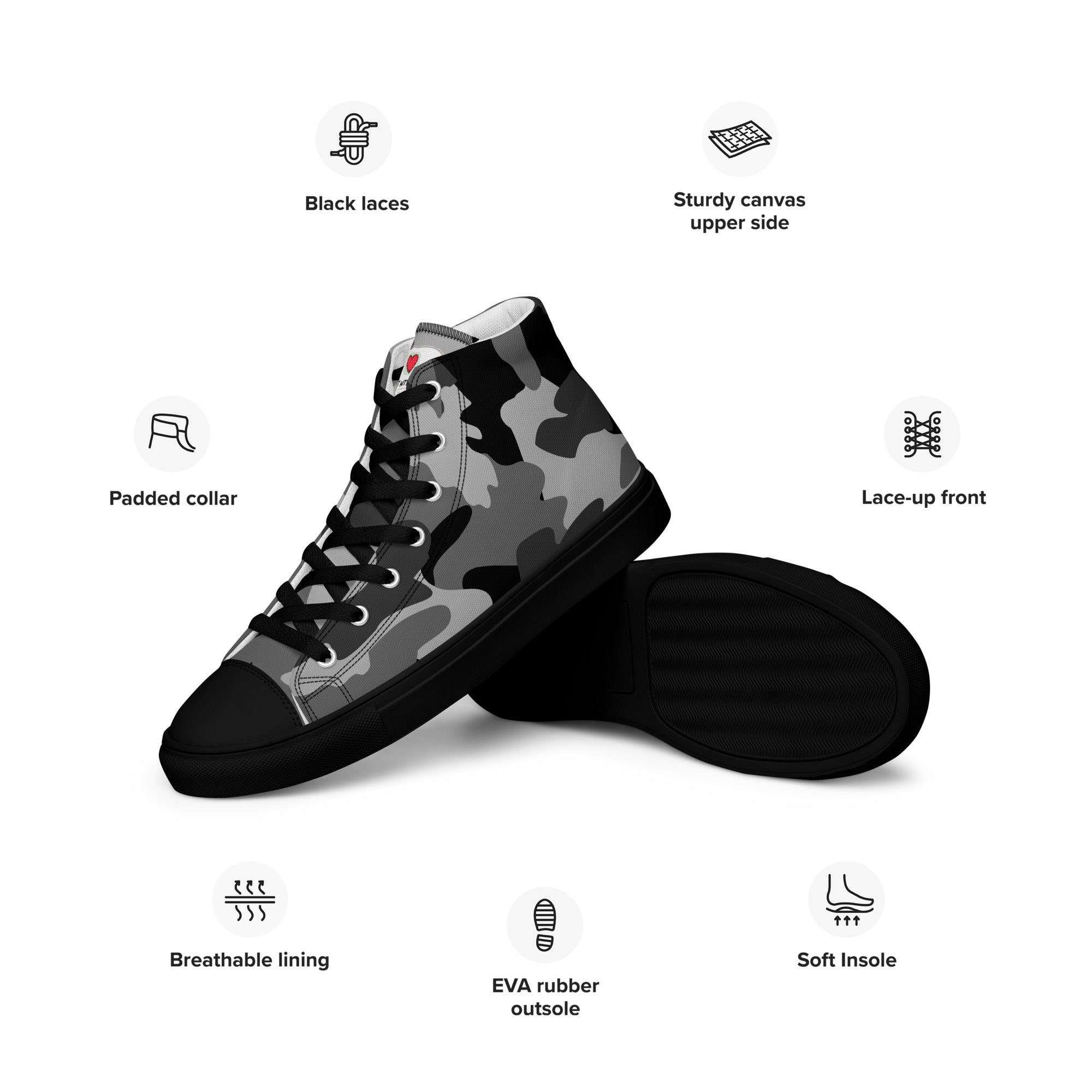 Army Enthusiast Men's High-Top Camouflage Sneakers