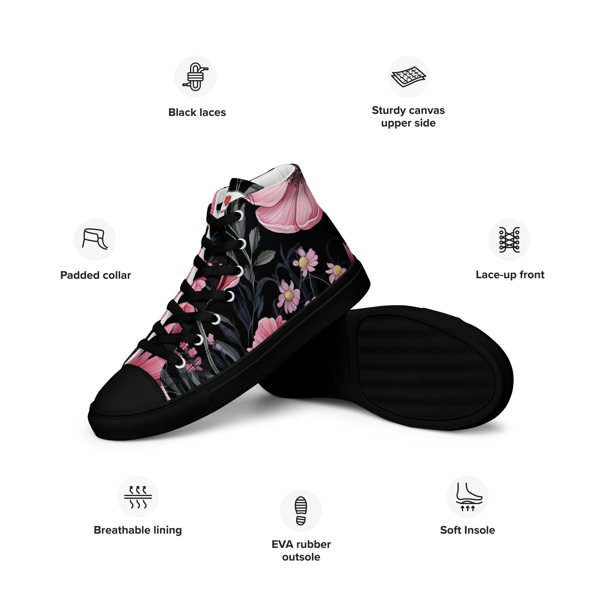 Floral Lover's Women's Botanical Style High Top Sneakers