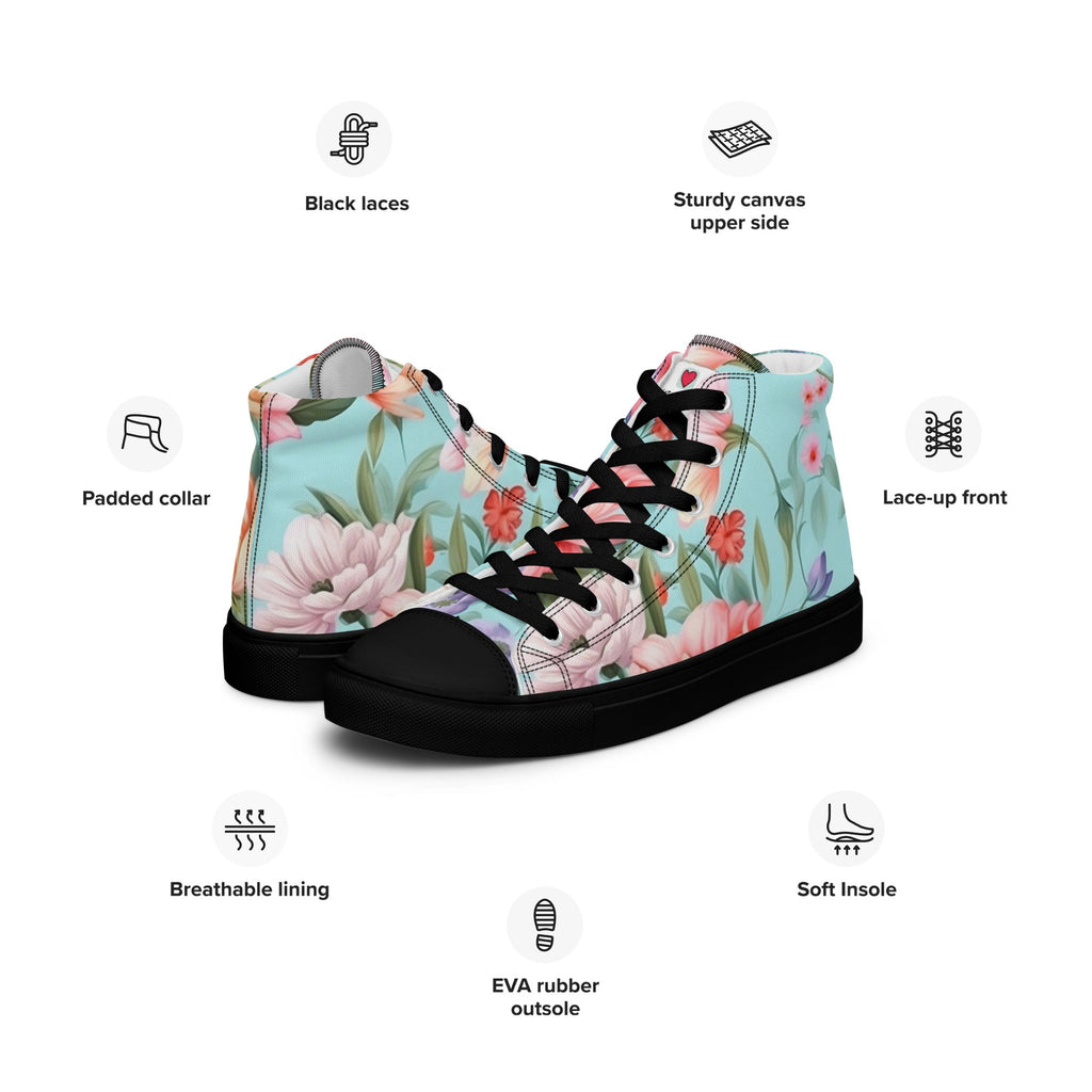 Floral Lover's Men's Botanical Style High Top Sneakers