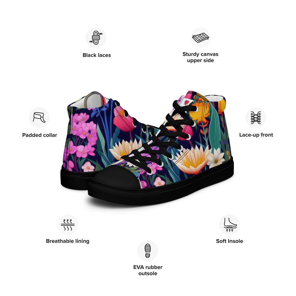 Floral Lover's Men's Botanical Style High Top Sneakers