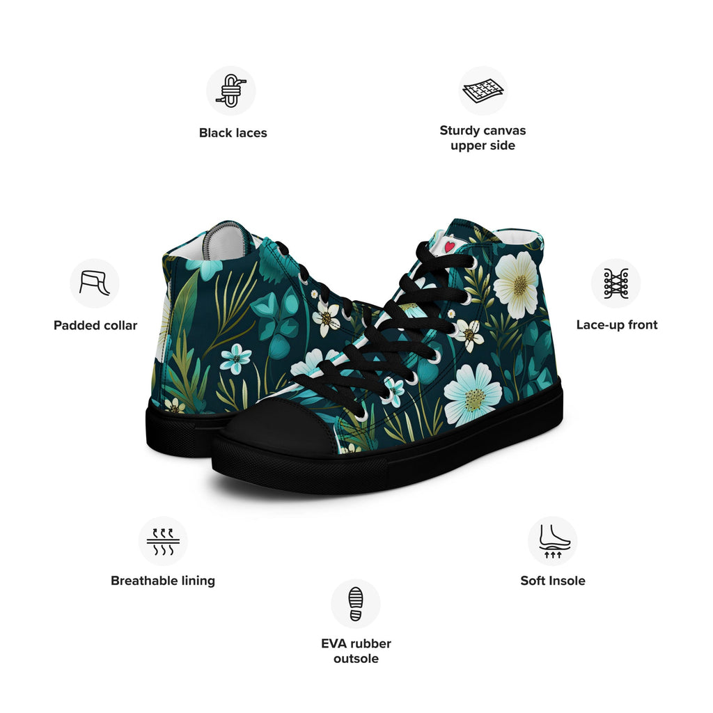 Floral Lover's Men's Botanical Style High Top Sneakers
