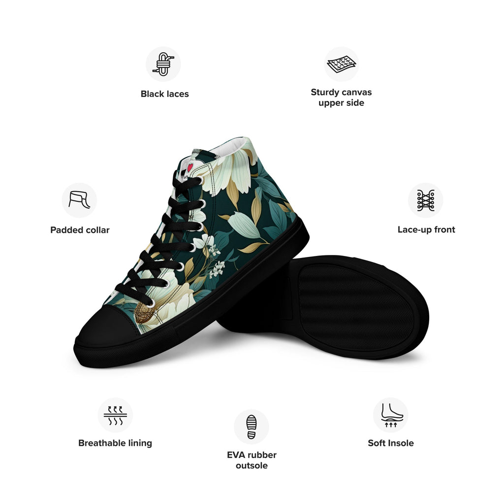 Floral Lover's Men's Botanical Style High Top Sneakers