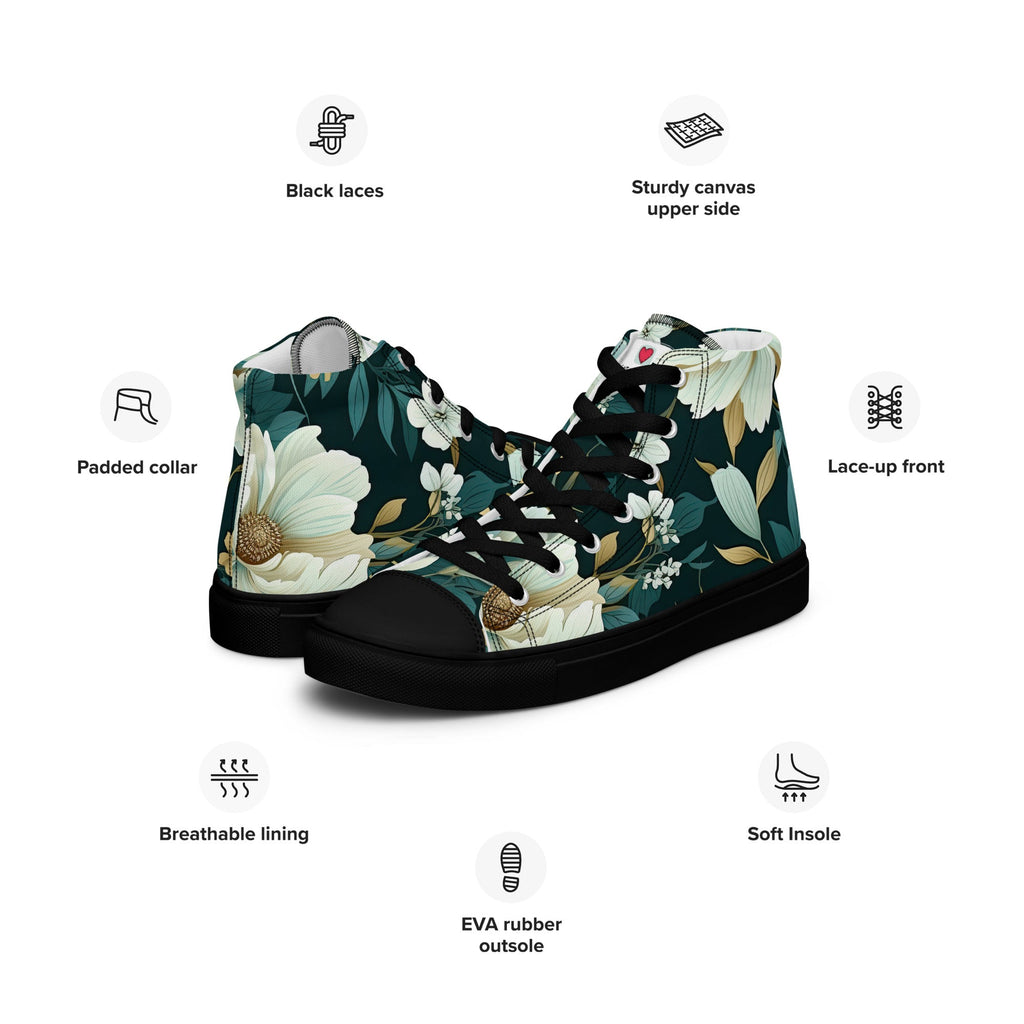 Floral Lover's Men's Botanical Style High Top Sneakers