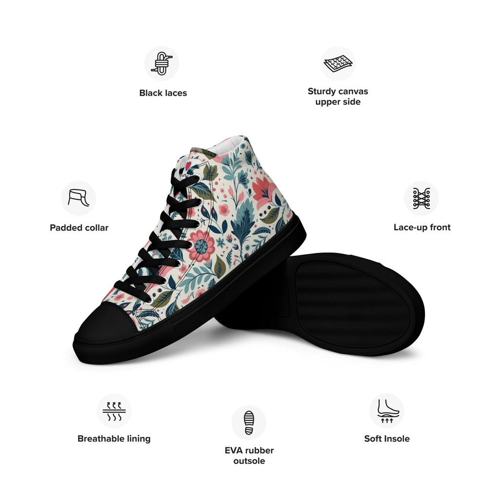 Floral Lover's Men's Botanical Style High Top Sneakers