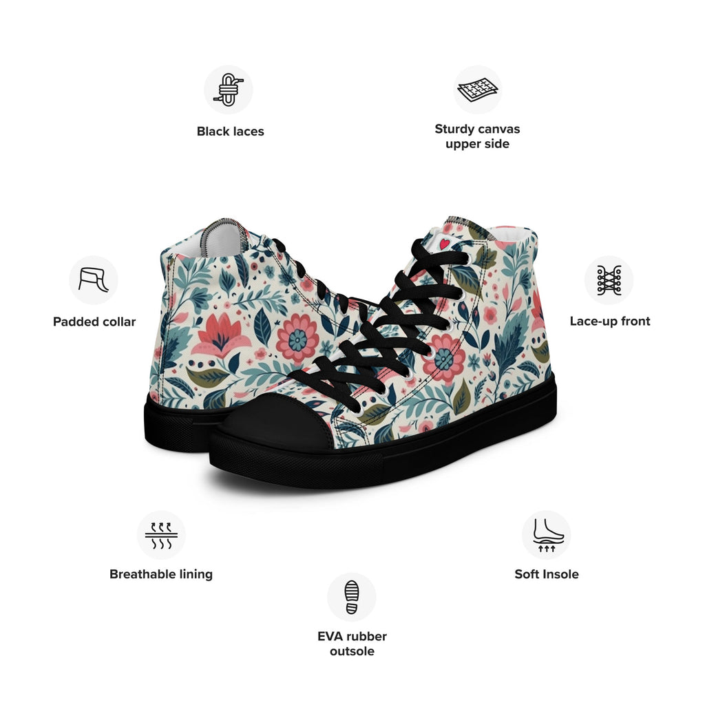 Floral Lover's Men's Botanical Style High Top Sneakers