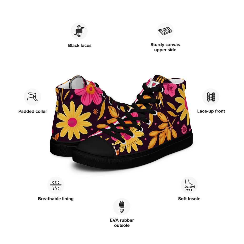 Floral Lover's Men's Botanical Style High Top Sneakers