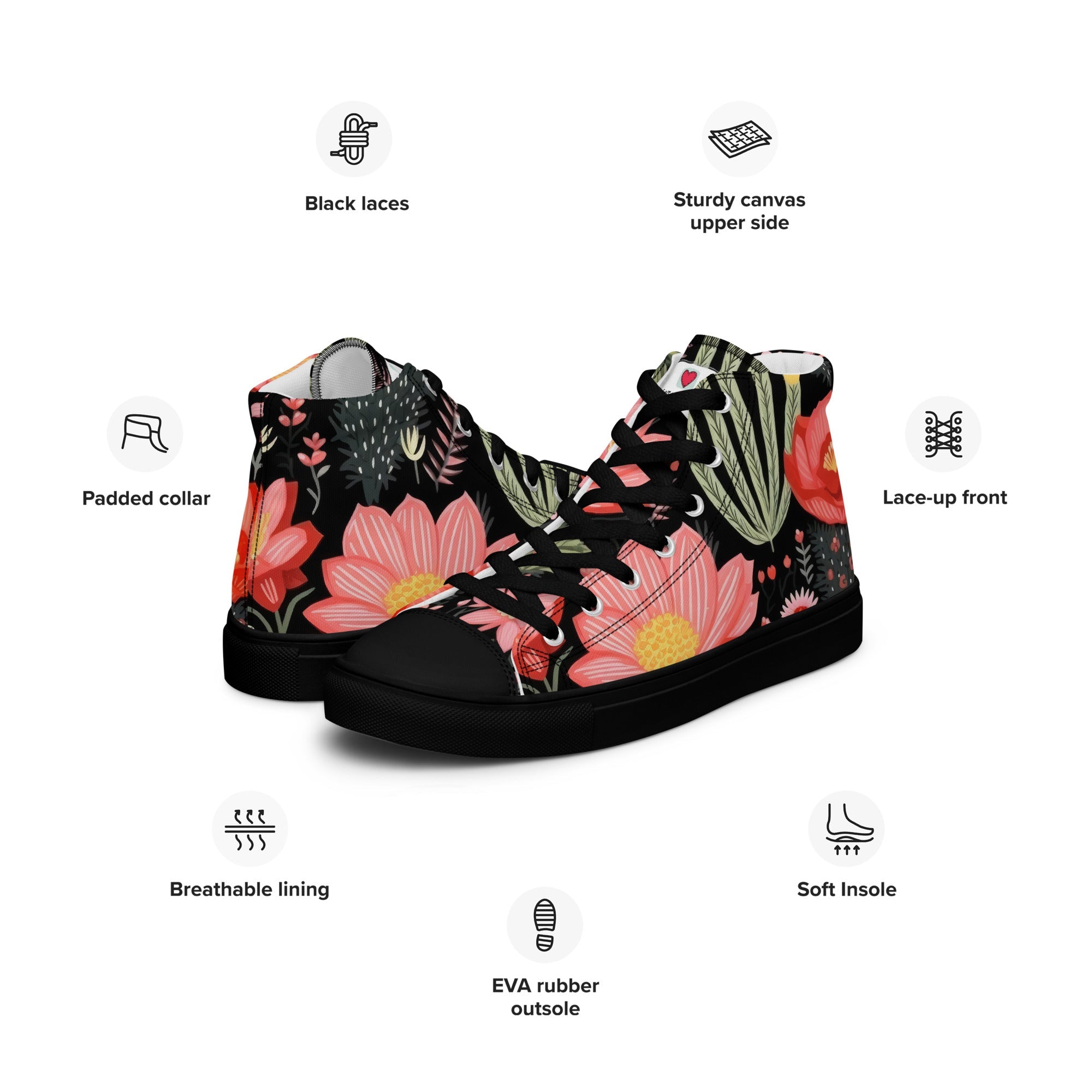 Floral Lover's Men's Botanical Style High Top Sneakers