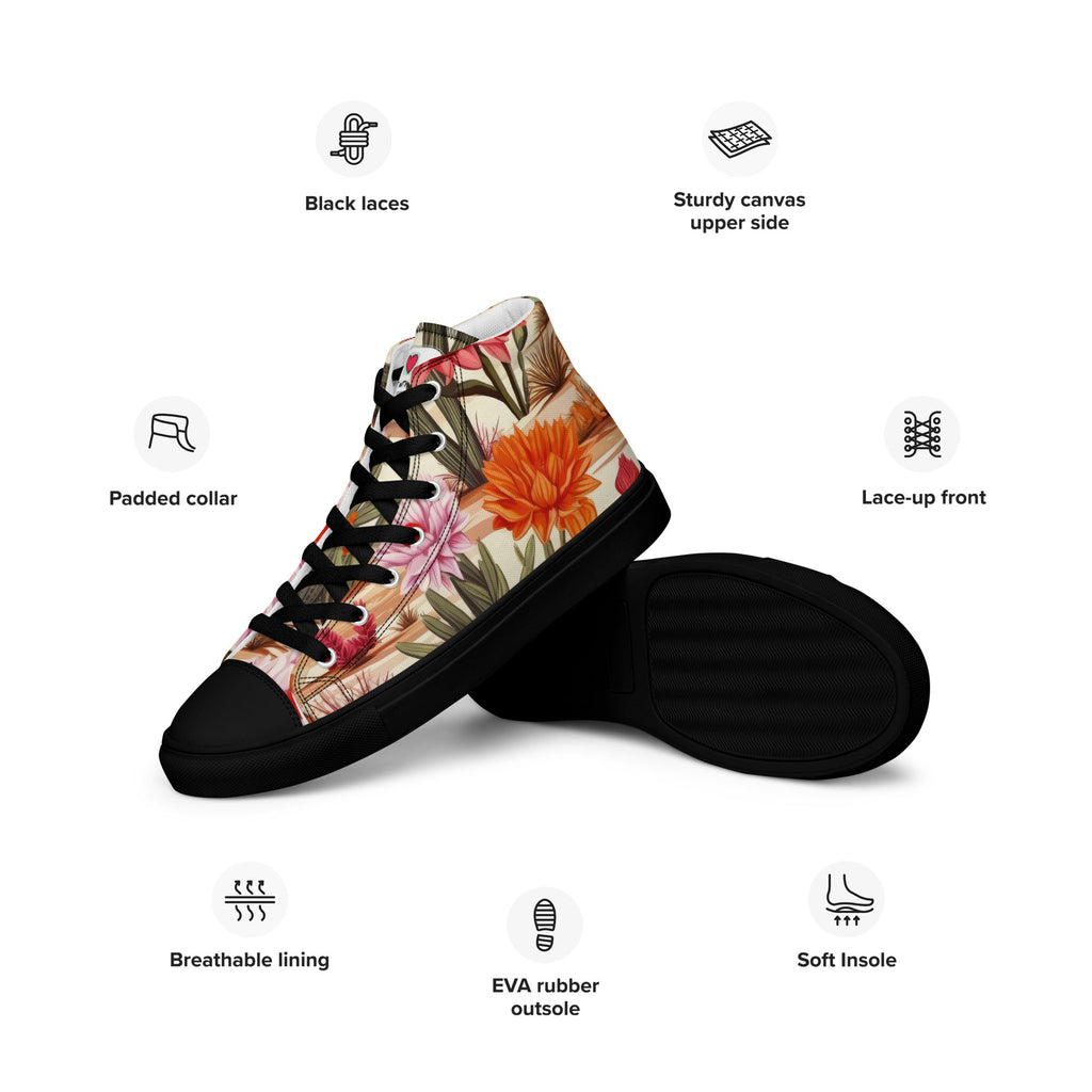 Floral Lover's Men's Botanical Style High Top Sneakers