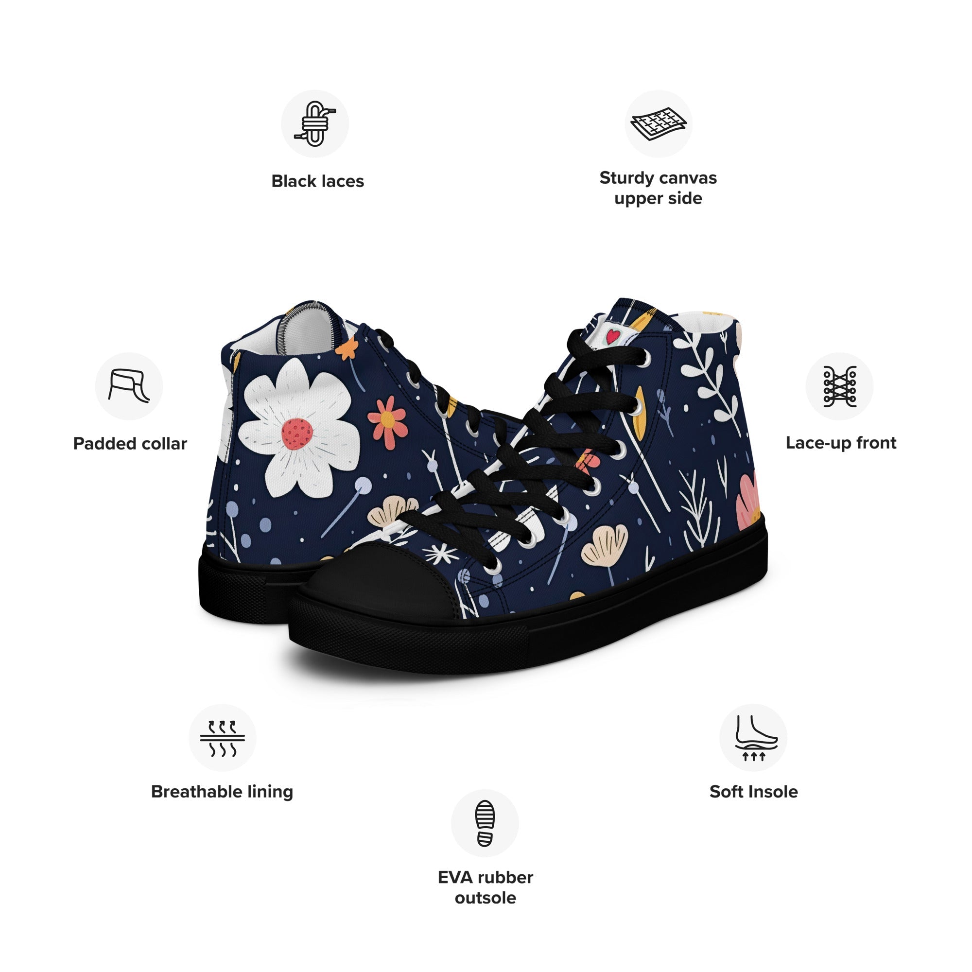 Floral Lover's Men's Botanical Style High Top Sneakers