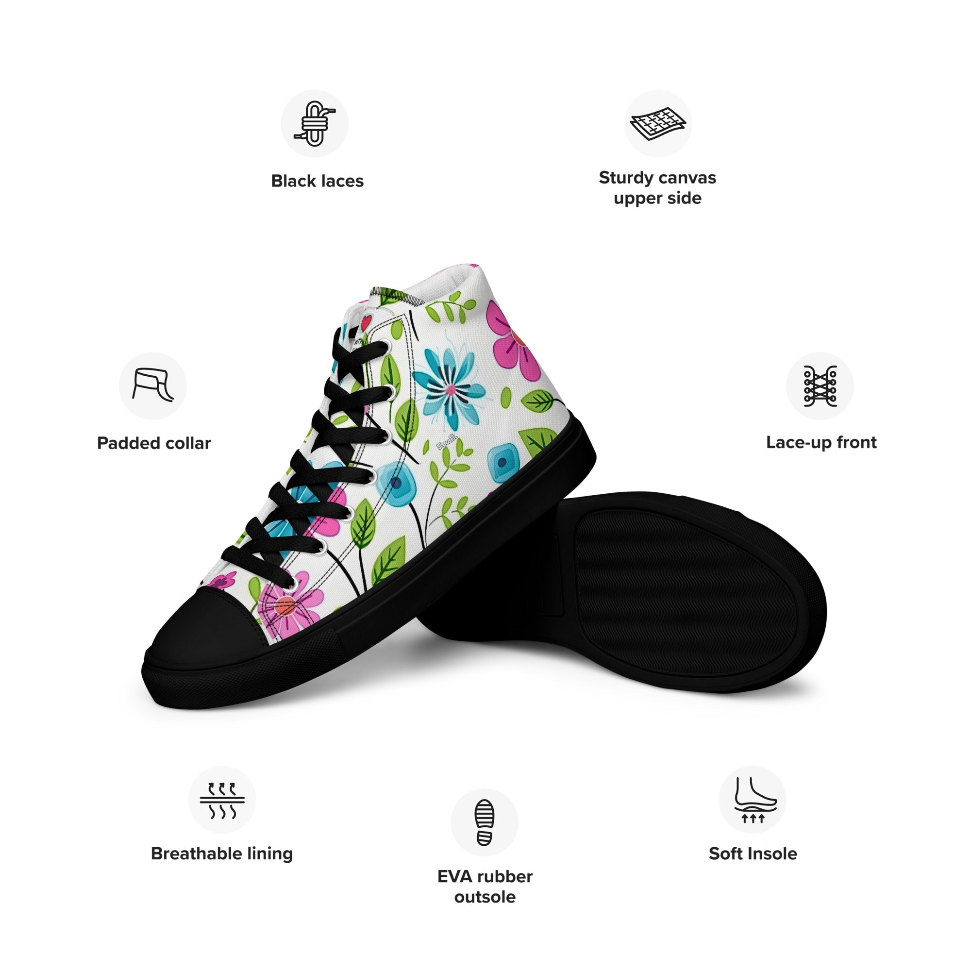 Floral Lover's Men's Botanical Style High Top Sneakers