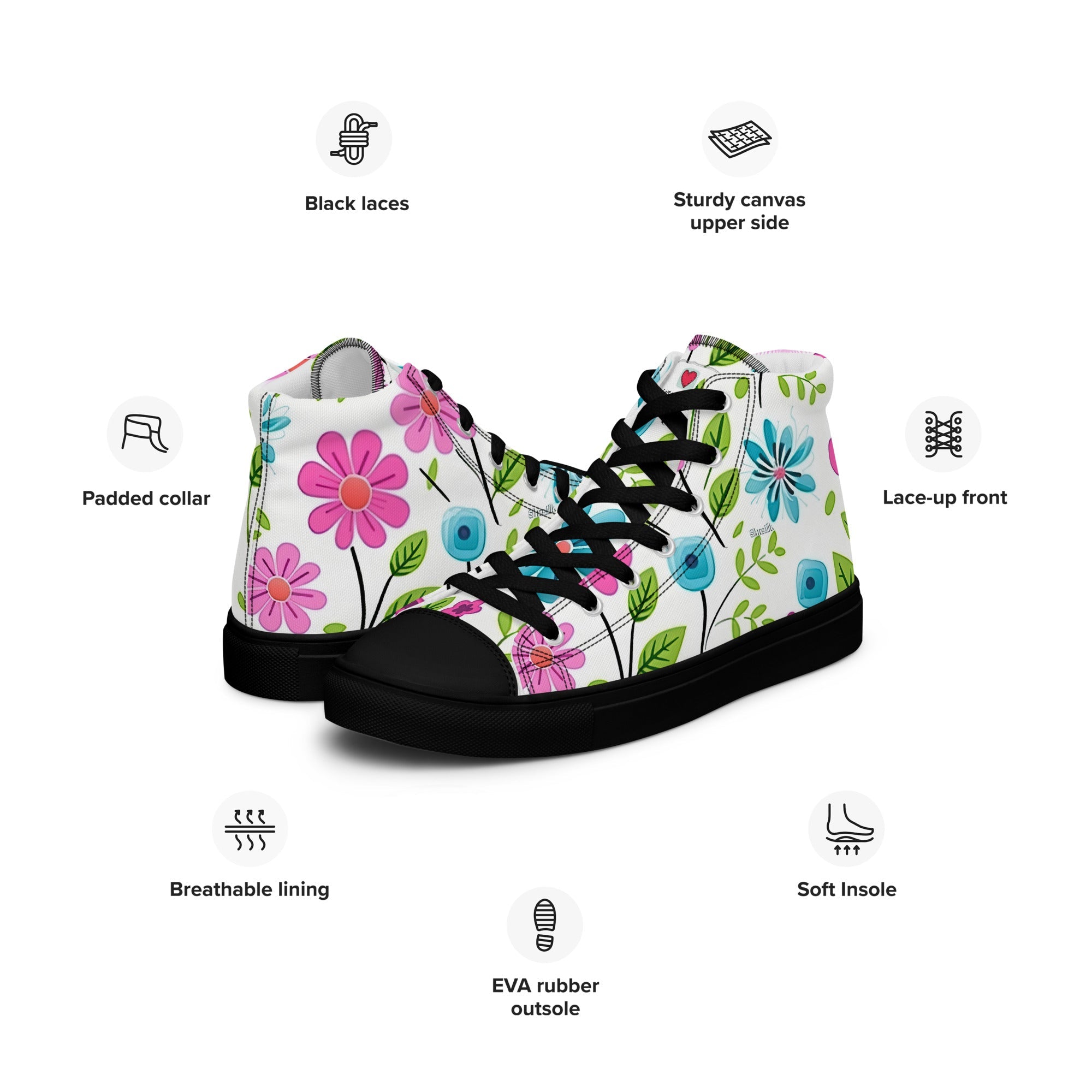 Floral Lover's Men's Botanical Style High Top Sneakers