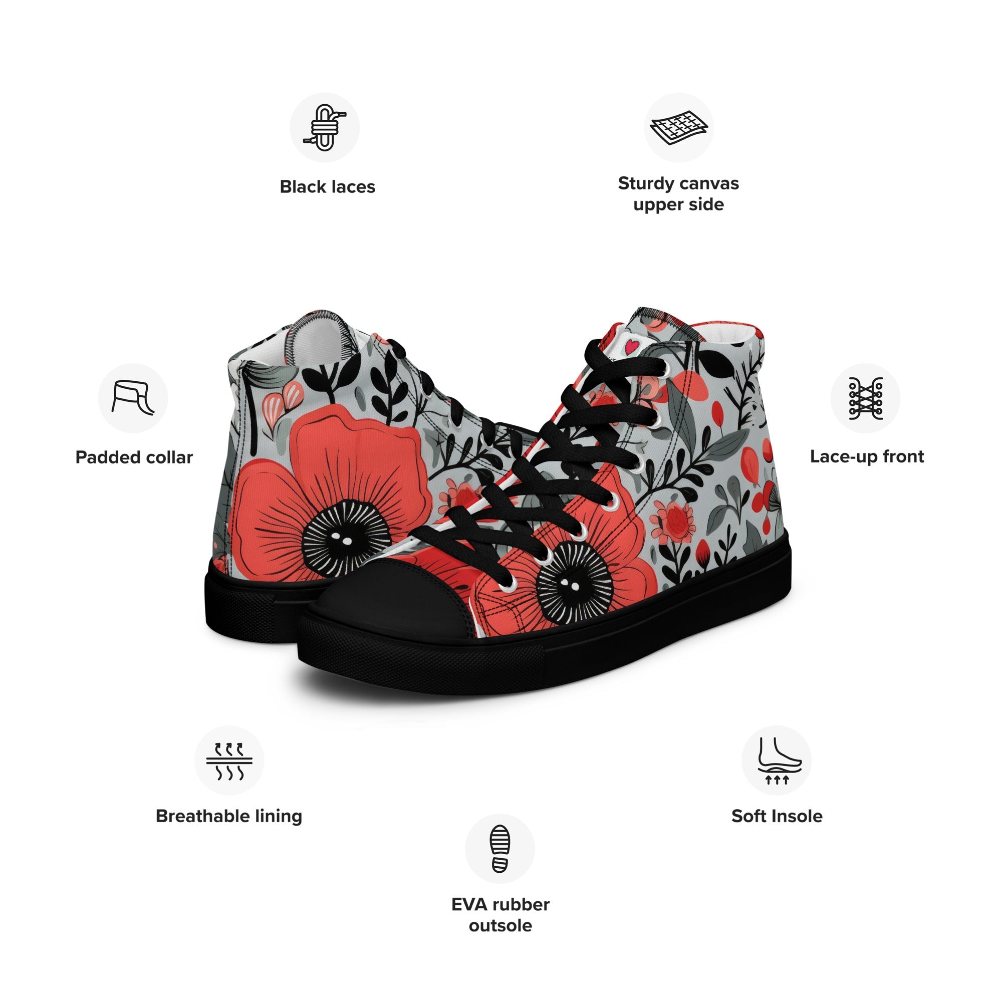 Floral Lover's Men's Botanical Style High Top Sneakers