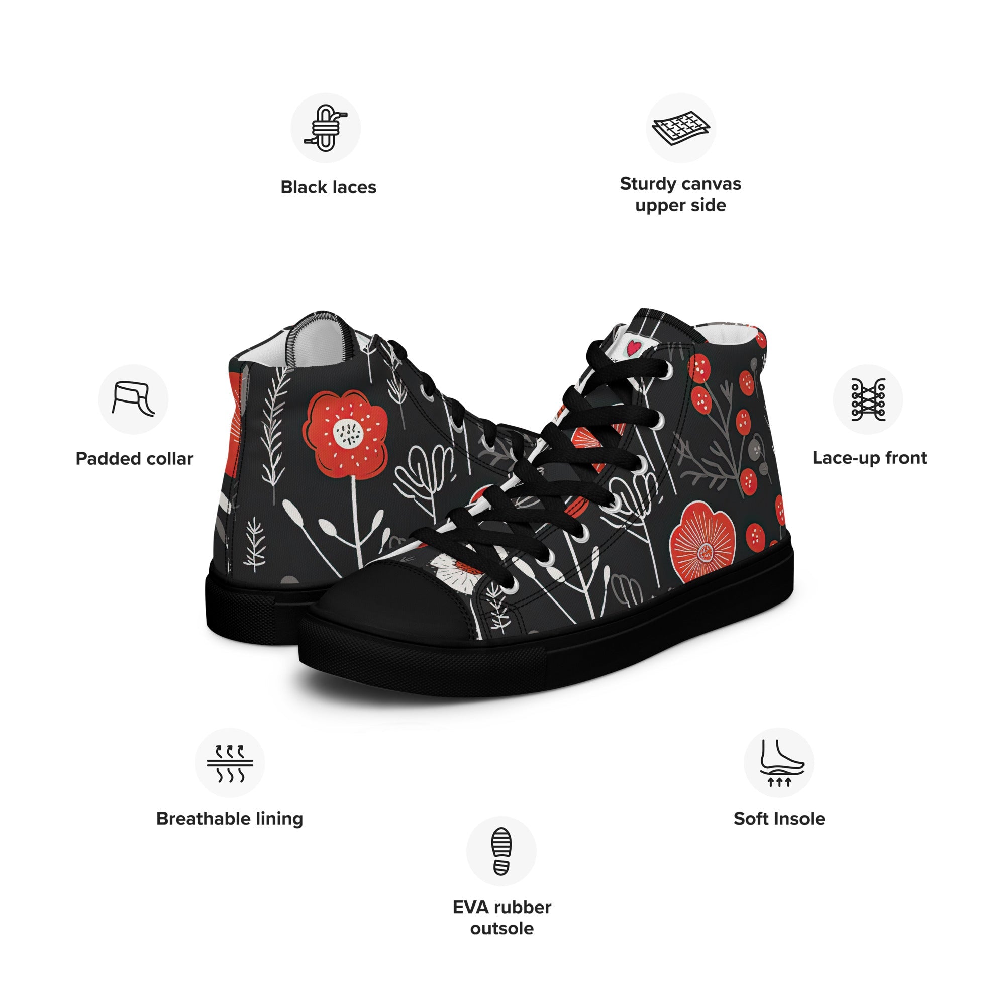 Floral Lover's Men's Botanical Style High Top Sneakers