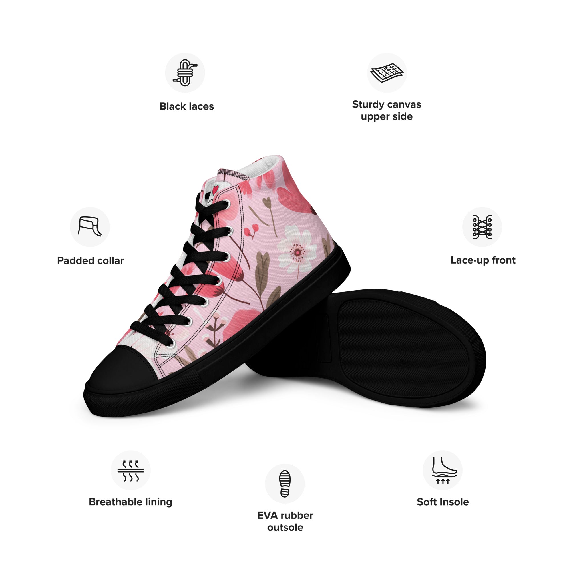 Floral Lover's Women's Botanical Style High Top Sneakers