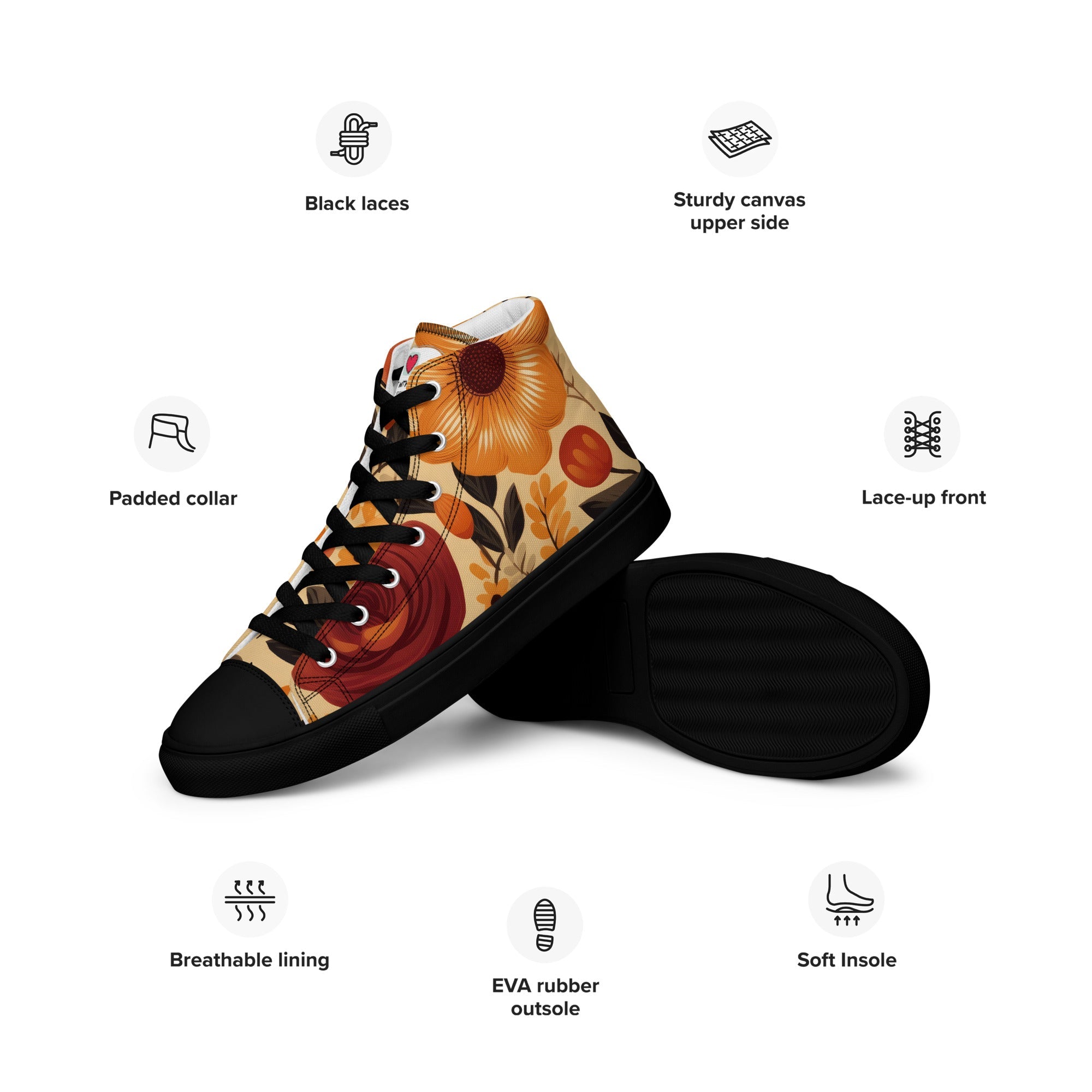 Floral Lover's Women's Botanical Style High Top Sneakers