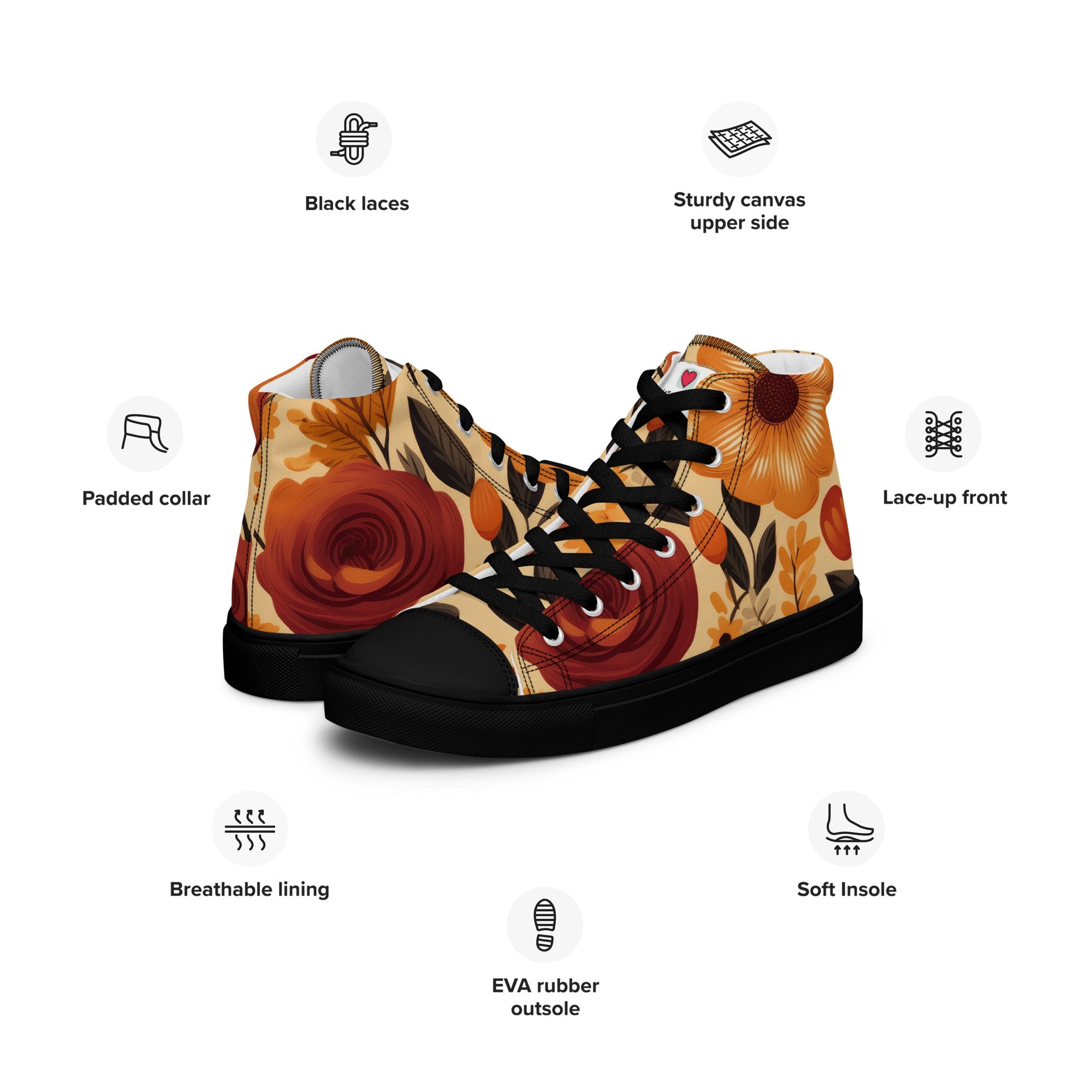 Floral Lover's Women's Botanical Style High Top Sneakers