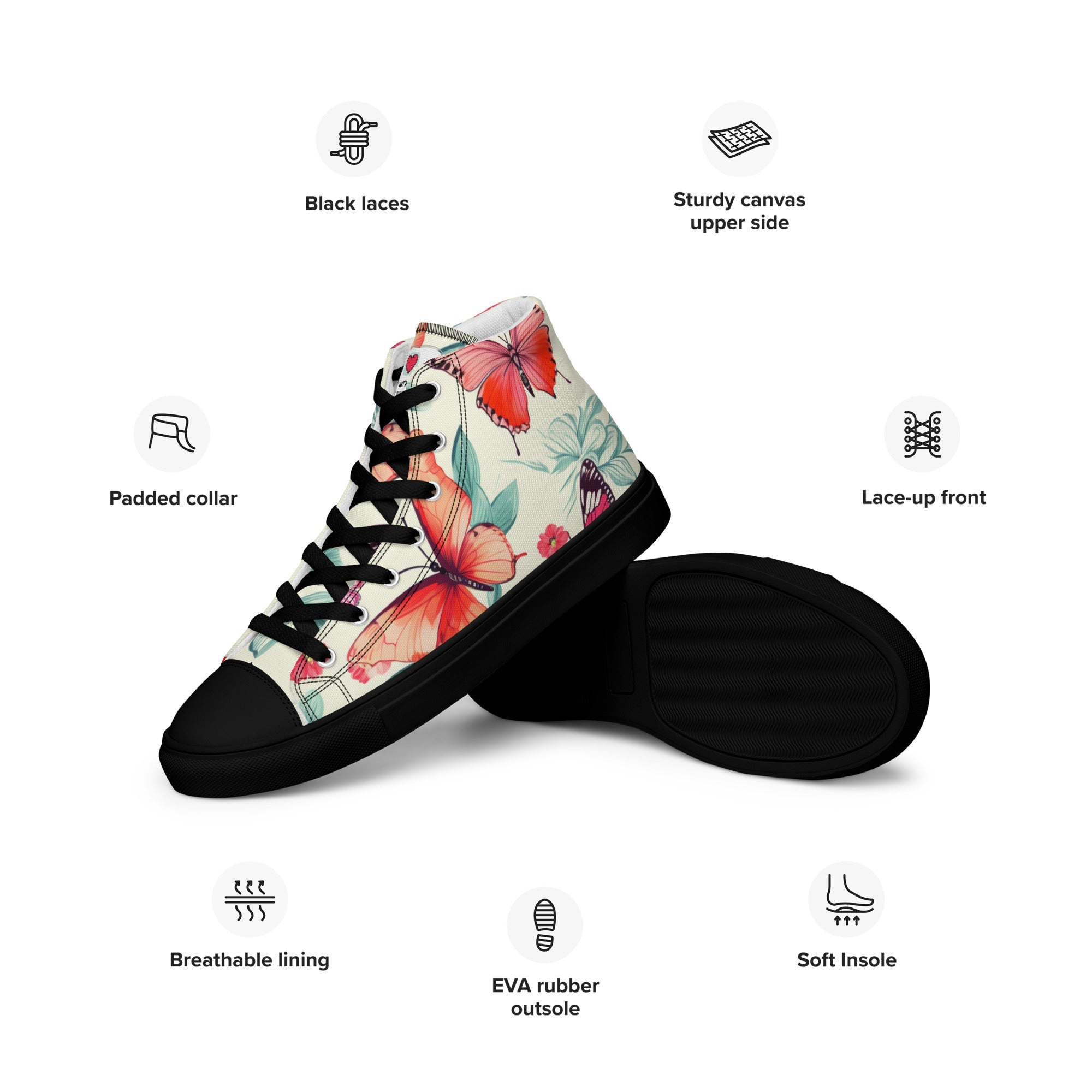 Butterfly Lover's Nature Inspired Men's High Top Sneakers