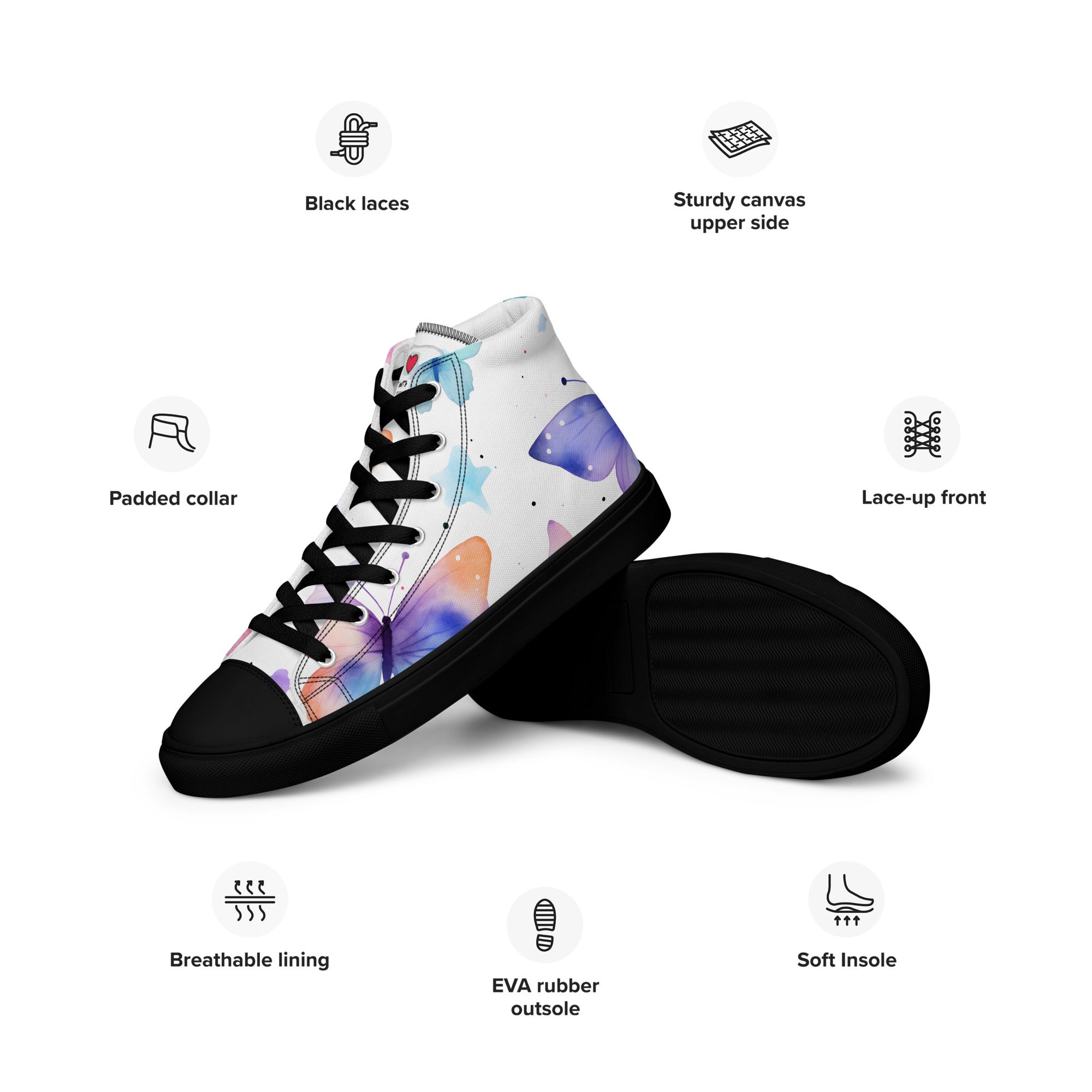 Butterfly Lover's Nature Inspired Men's High Top Sneakers