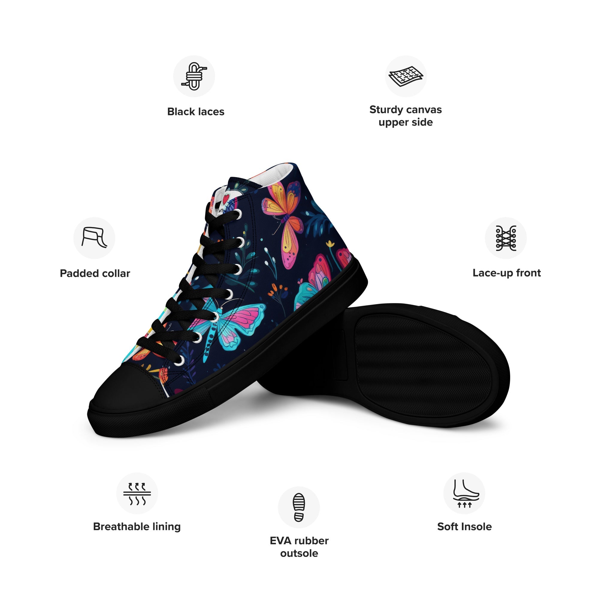 Butterfly Lover's Nature Inspired Men's High Top Sneakers
