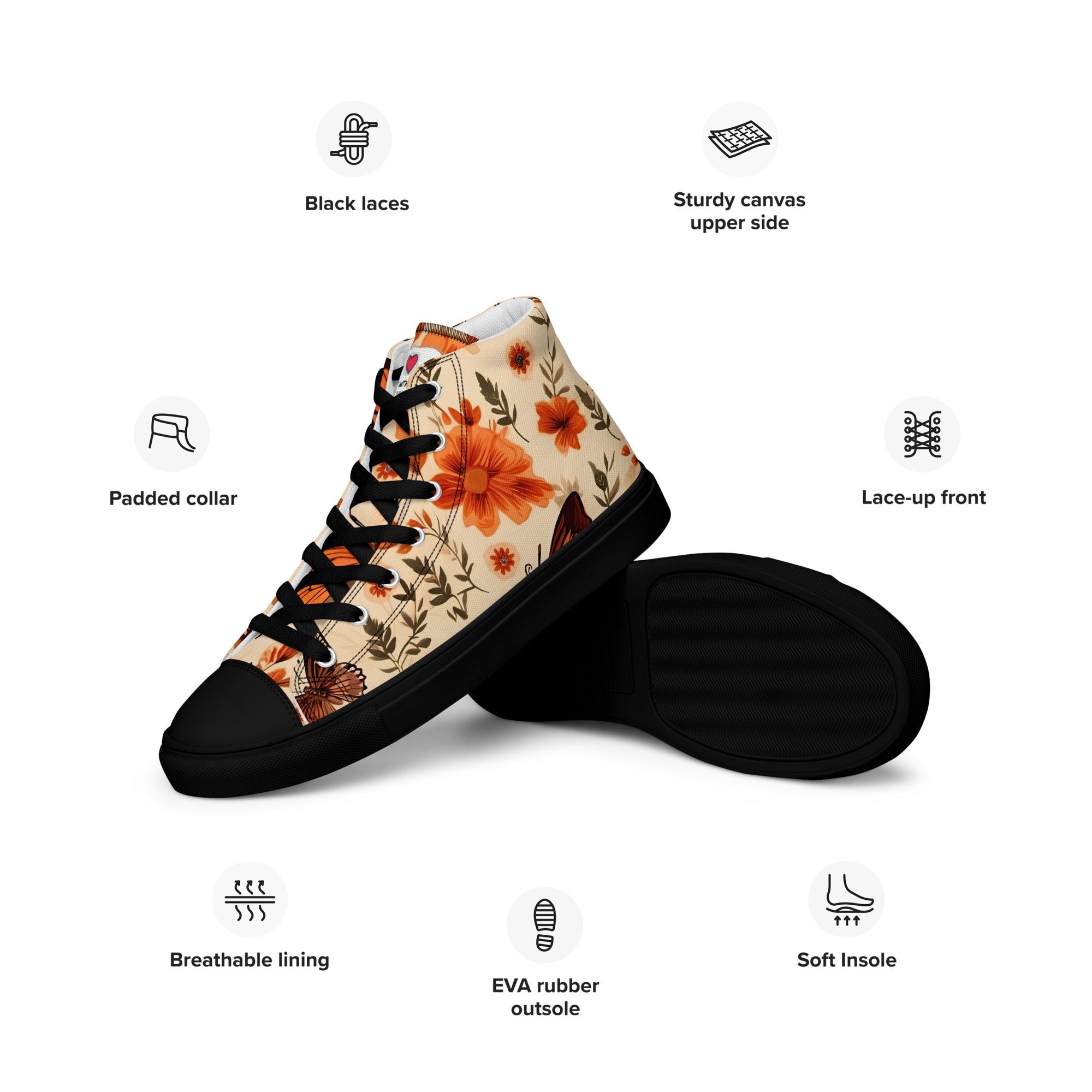 Butterfly Lover's Nature Inspired Men's High Top Sneakers
