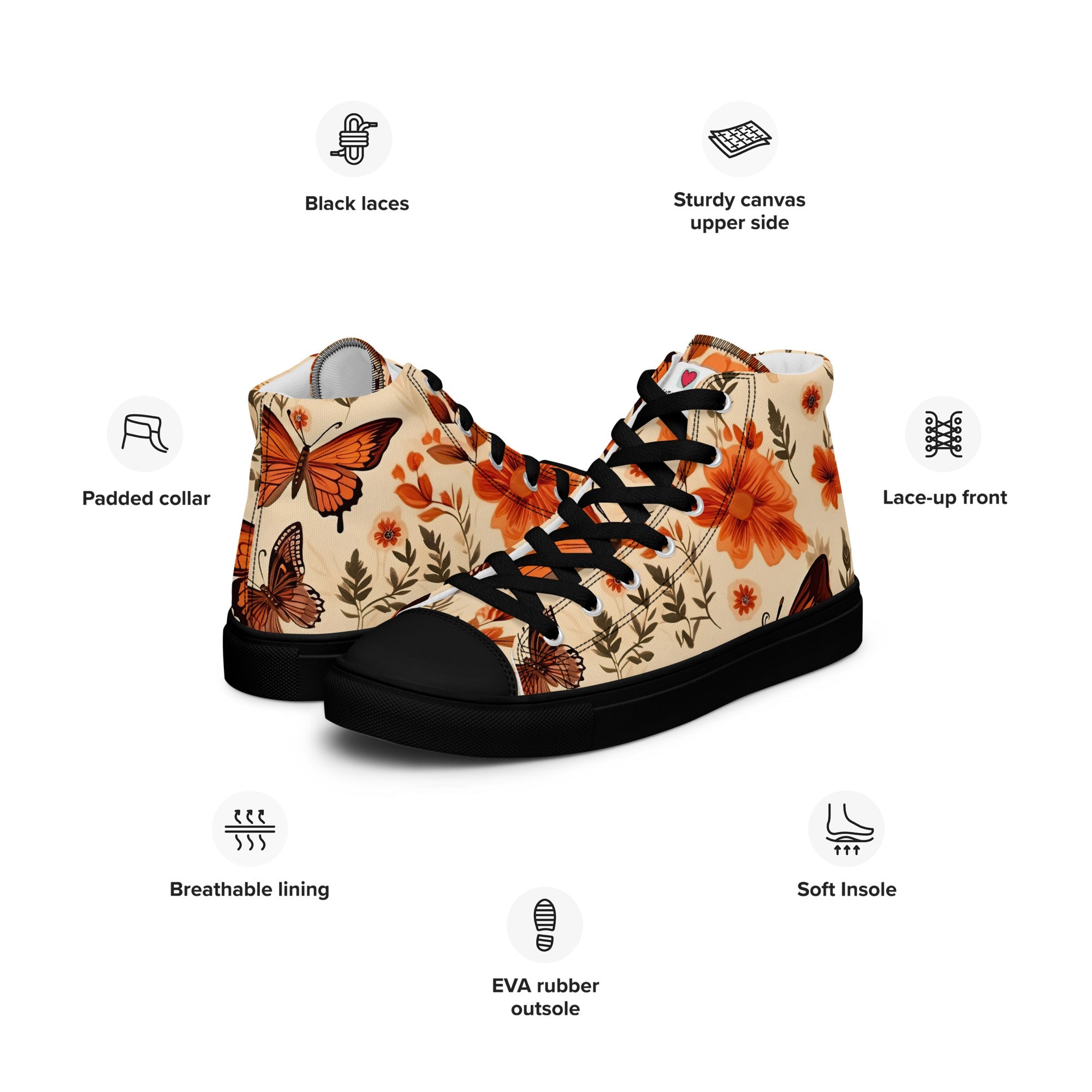 Butterfly Lover's Nature Inspired Men's High Top Sneakers