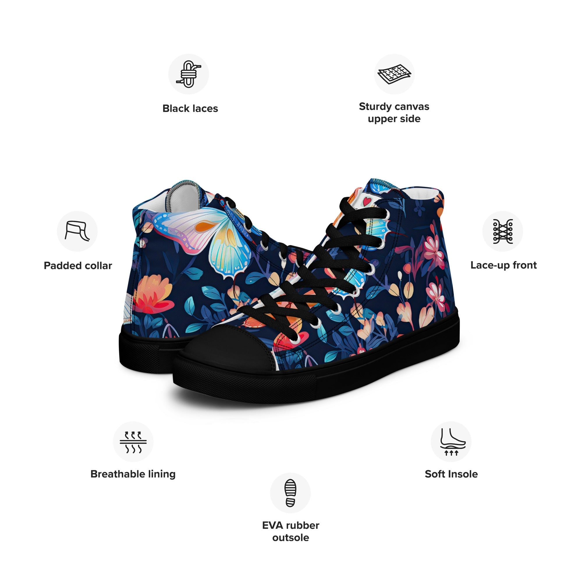 Butterfly Lover's Nature Inspired Men's High Top Sneakers