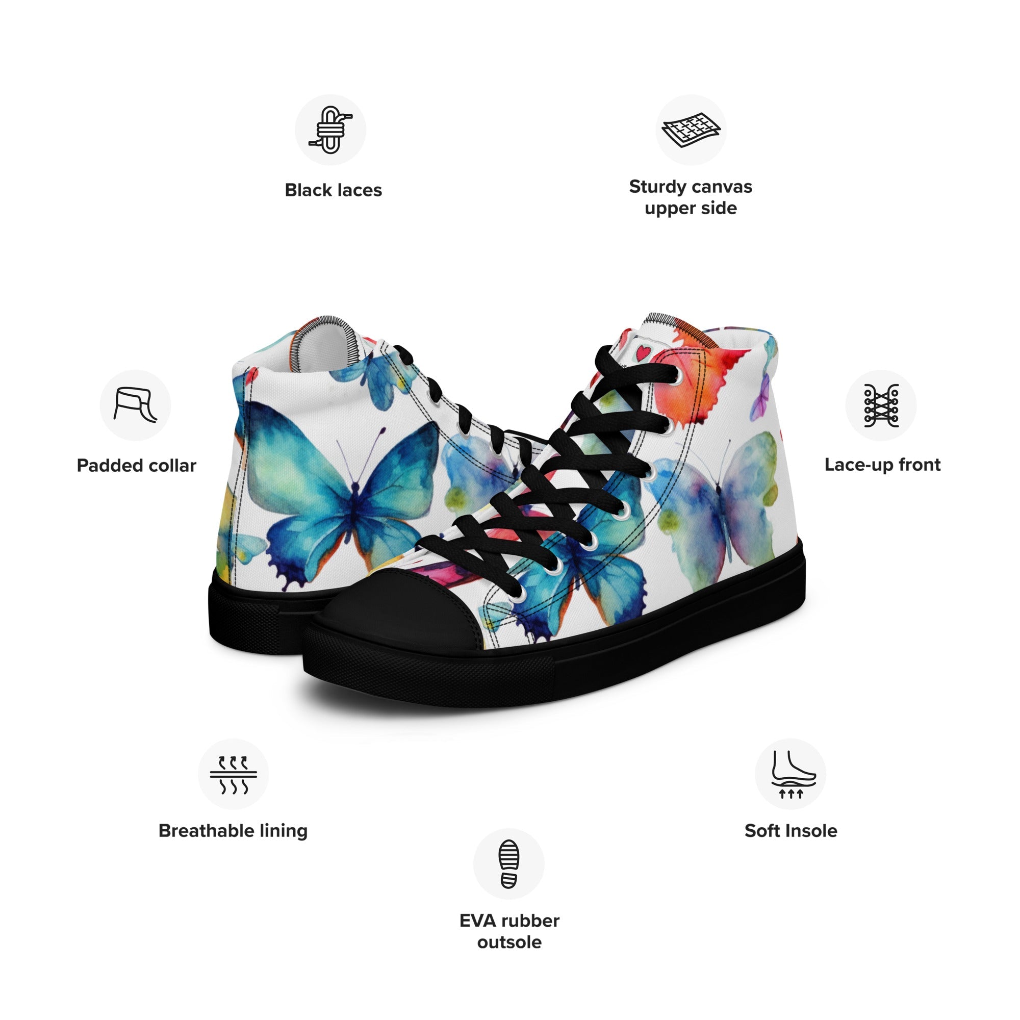 Butterfly Lover's Nature Inspired Men's High Top Sneakers