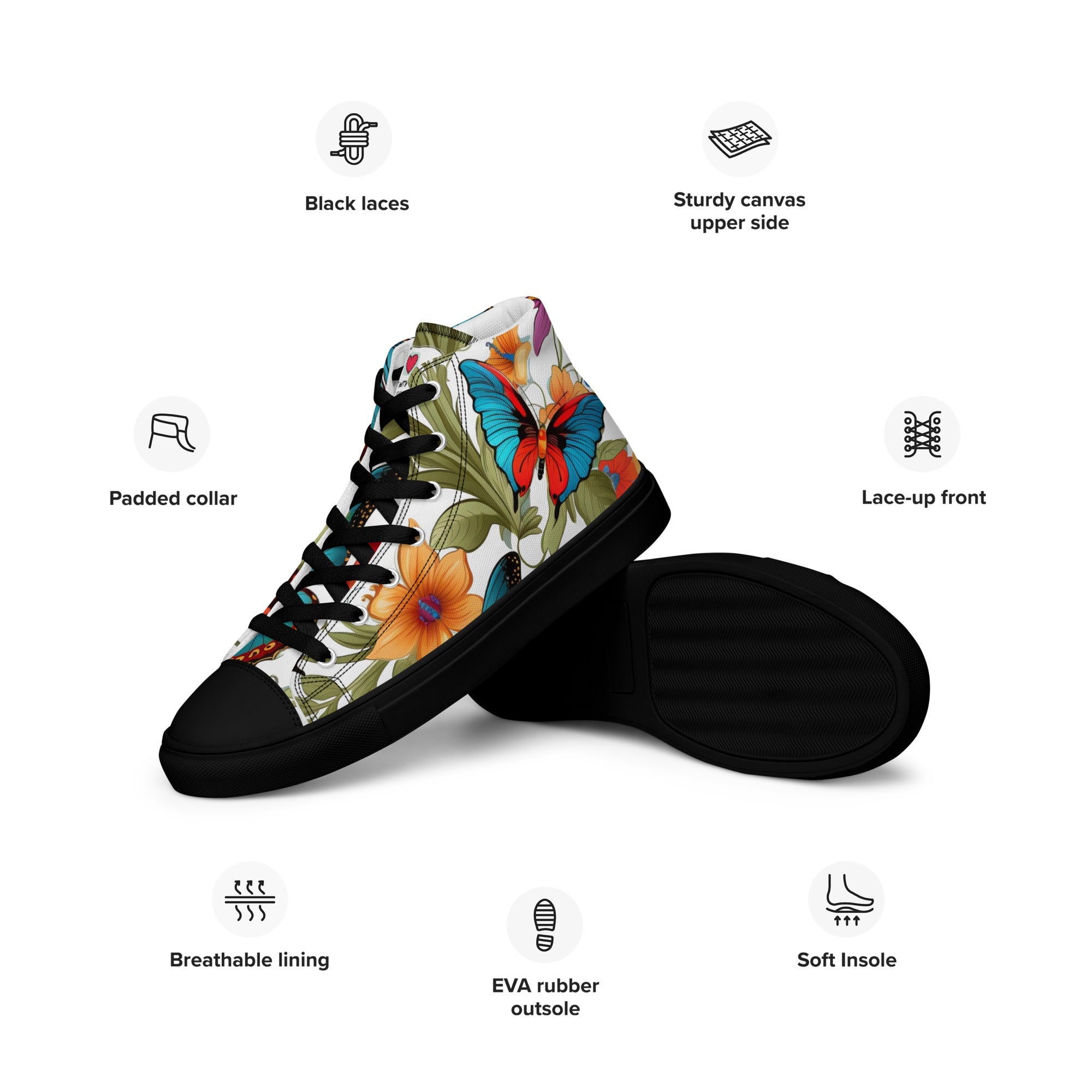 Butterfly Lover's Nature Inspired Men's High Top Sneakers