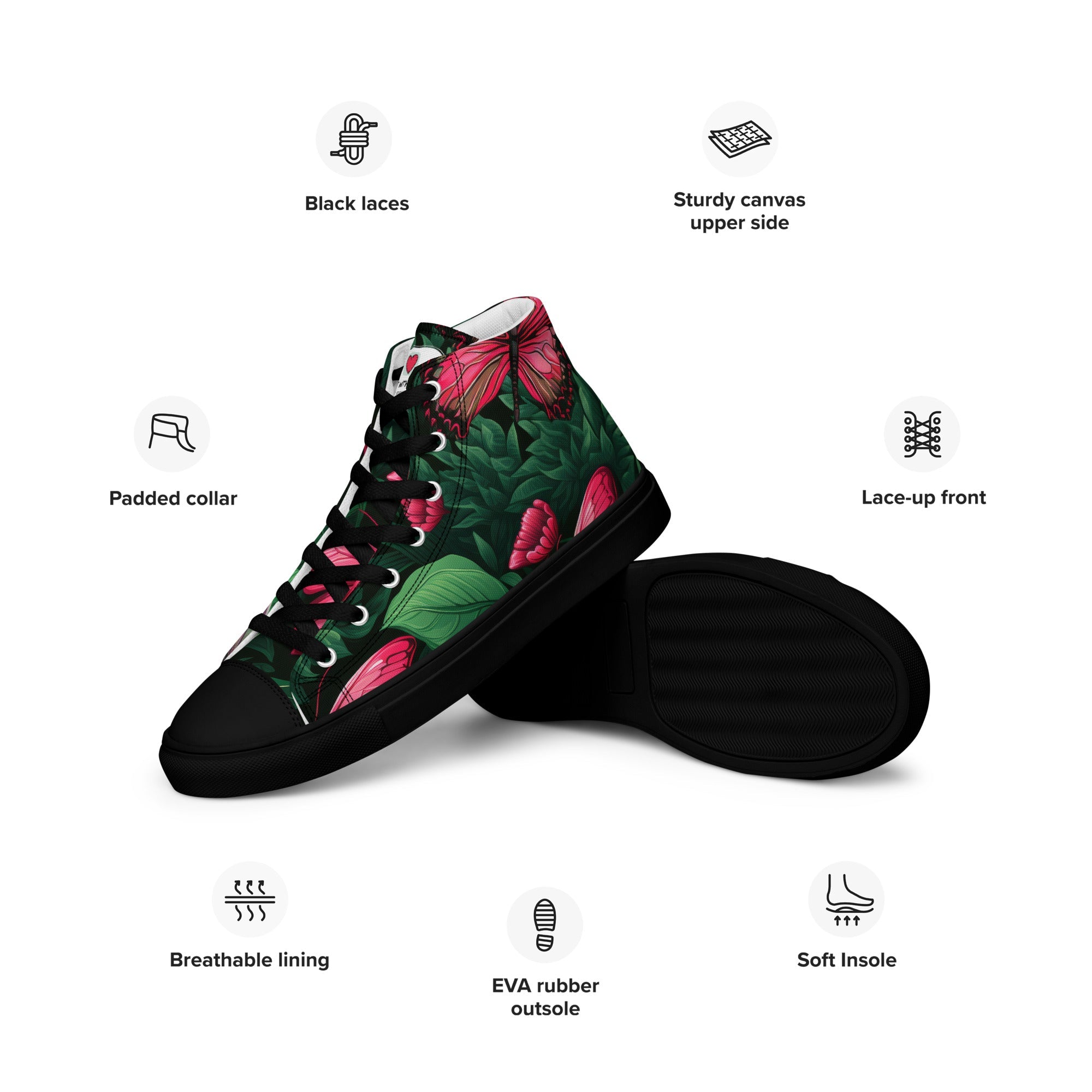 Butterfly Lover's Nature Inspired Men's High Top Sneakers