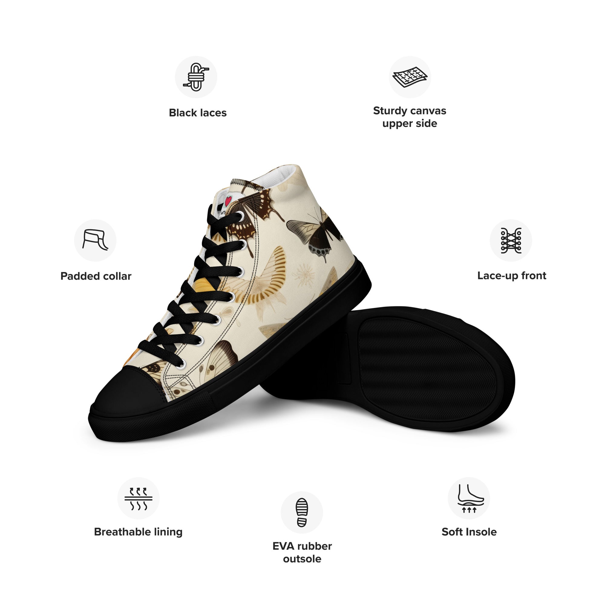 Butterfly Lover's Nature Inspired Men's High Top Sneakers