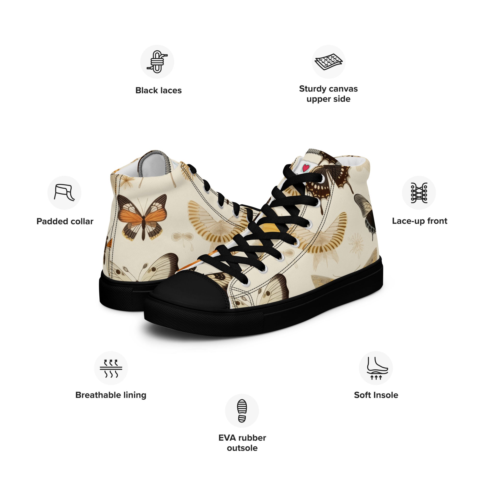 Butterfly Lover's Nature Inspired Men's High Top Sneakers