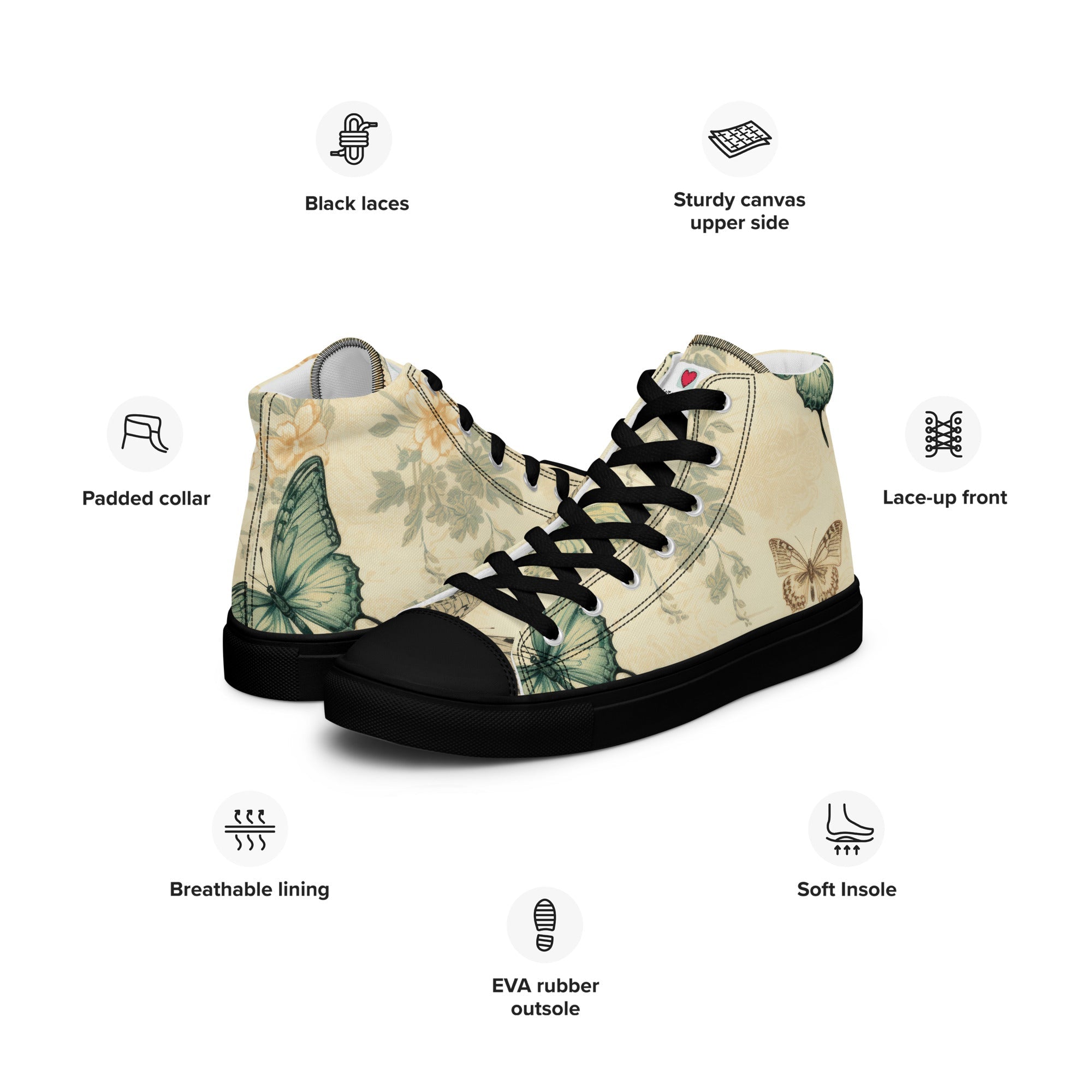 Butterfly Lover's Nature Inspired Men's High Top Sneakers