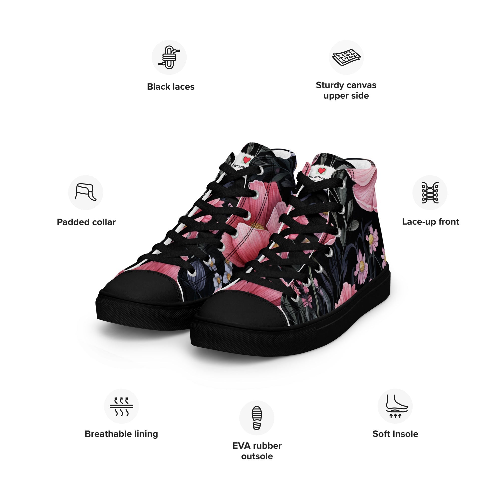 Floral Lover's Women's Botanical Style High Top Sneakers