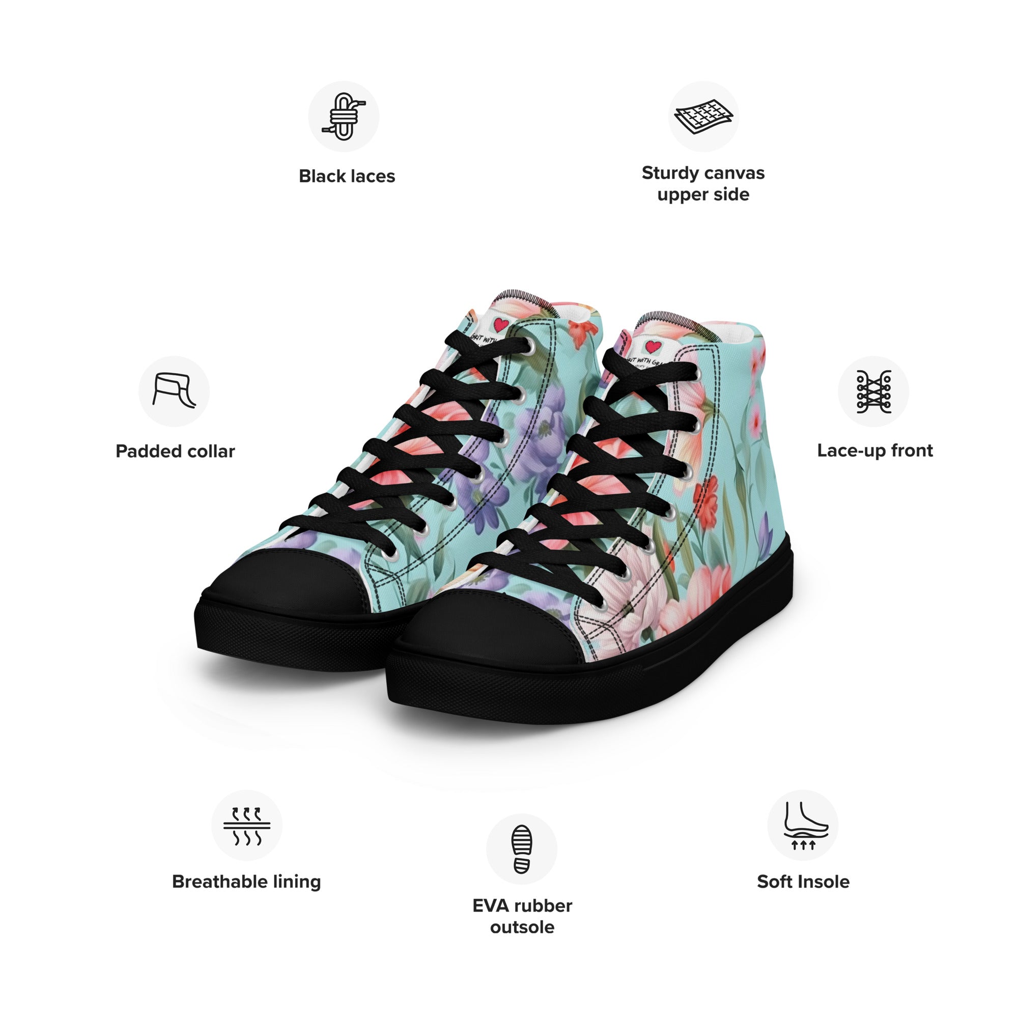 Floral Lover's Men's Botanical Style High Top Sneakers
