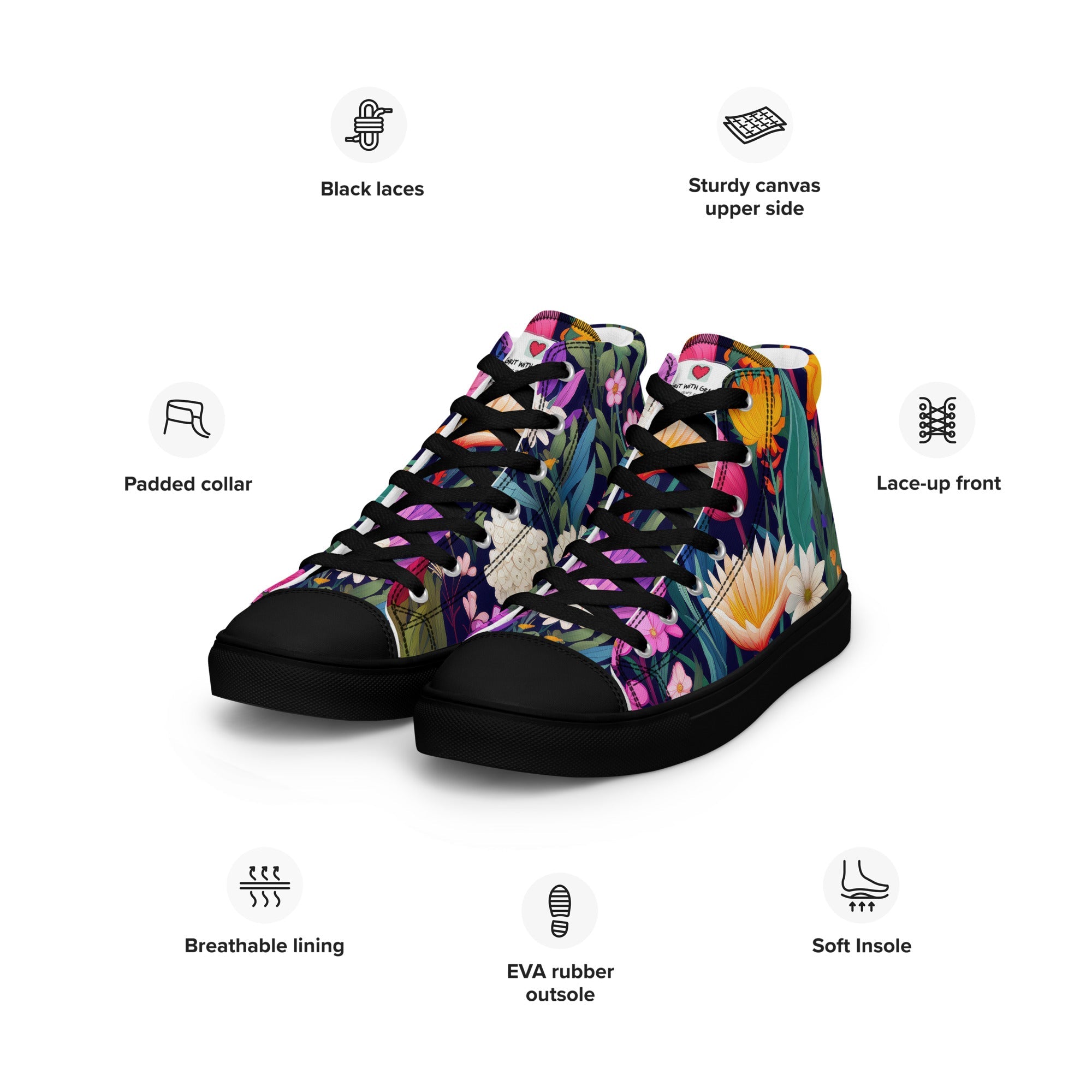 Floral Lover's Men's Botanical Style High Top Sneakers