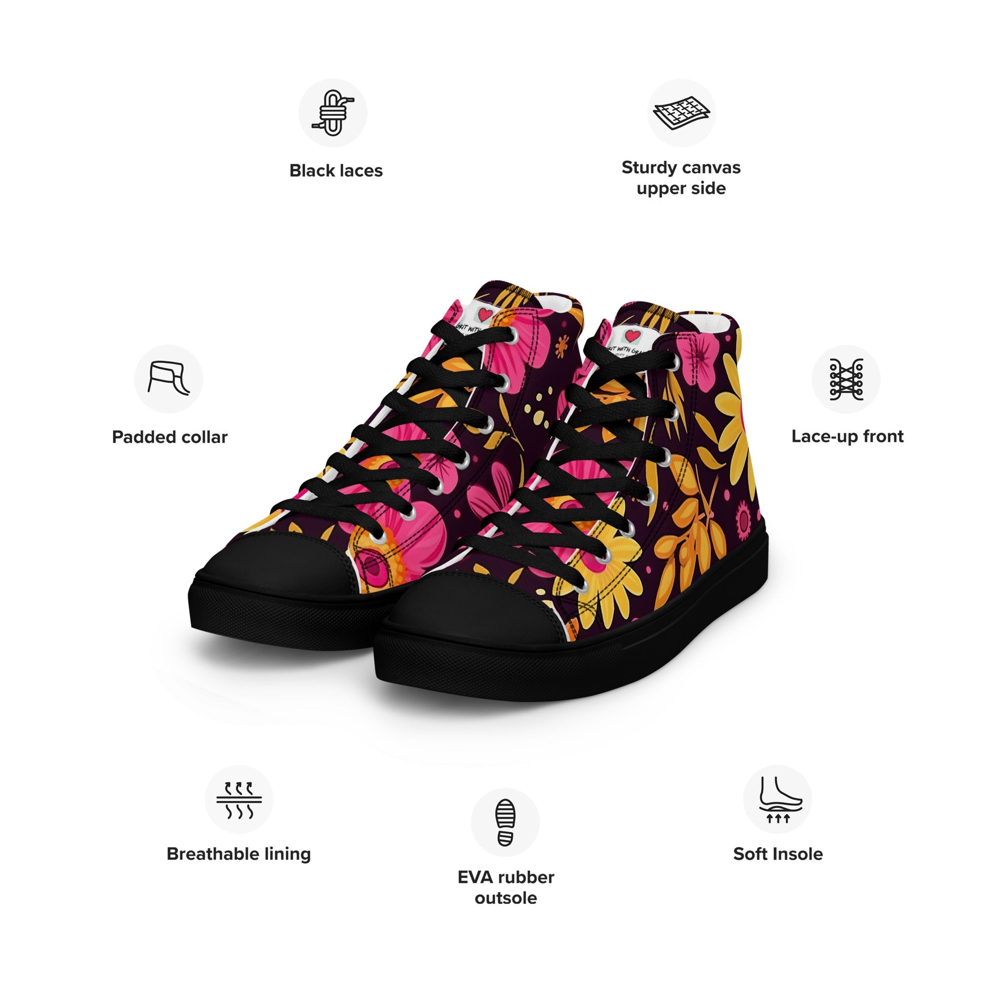 Floral Lover's Men's Botanical Style High Top Sneakers