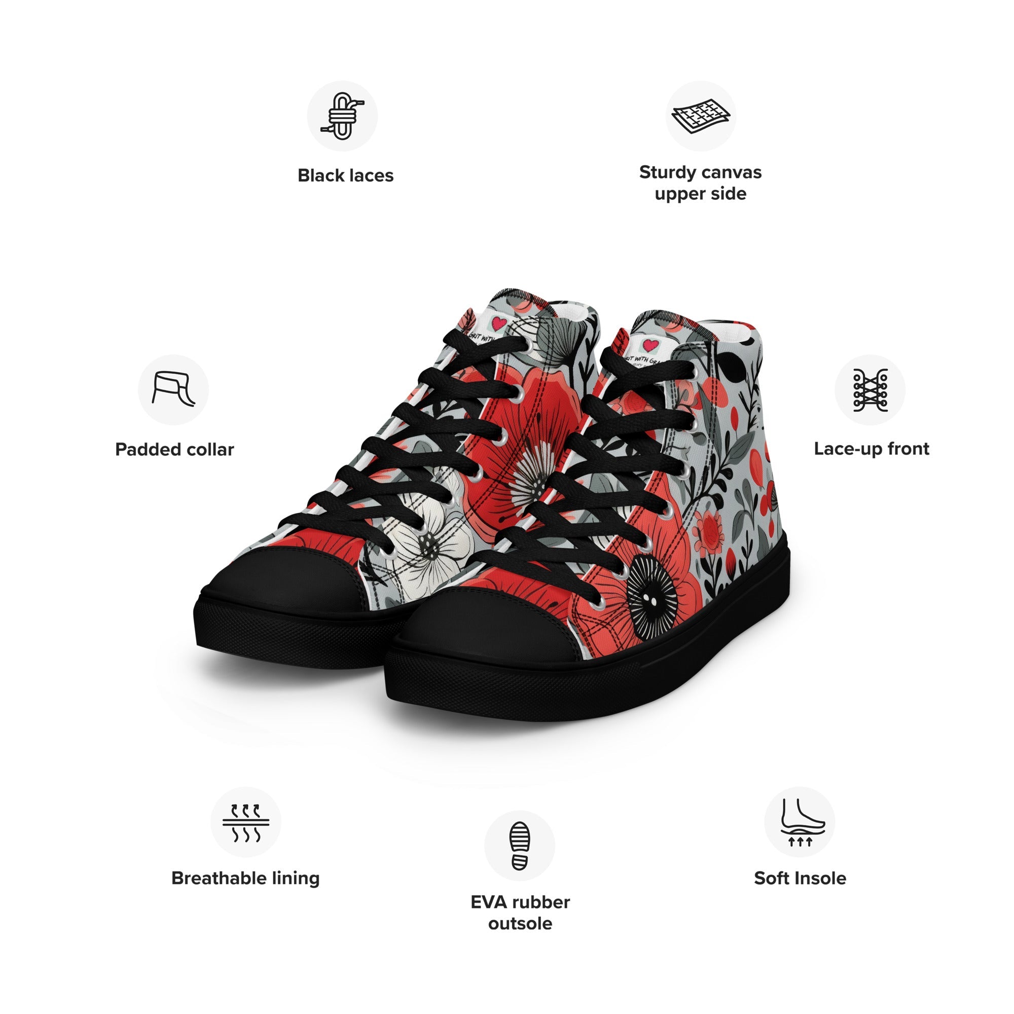 Floral Lover's Men's Botanical Style High Top Sneakers