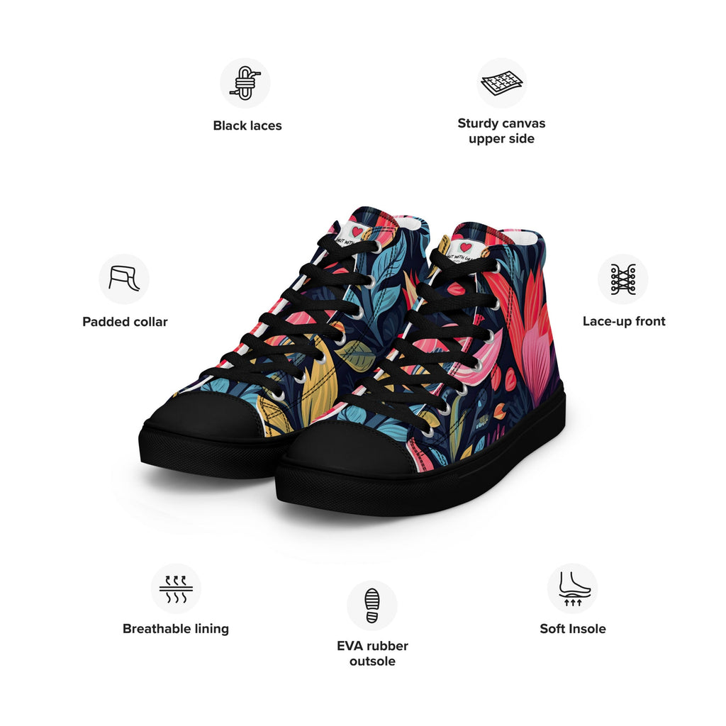 Floral Lover's Women's Botanical Style High Top Sneakers