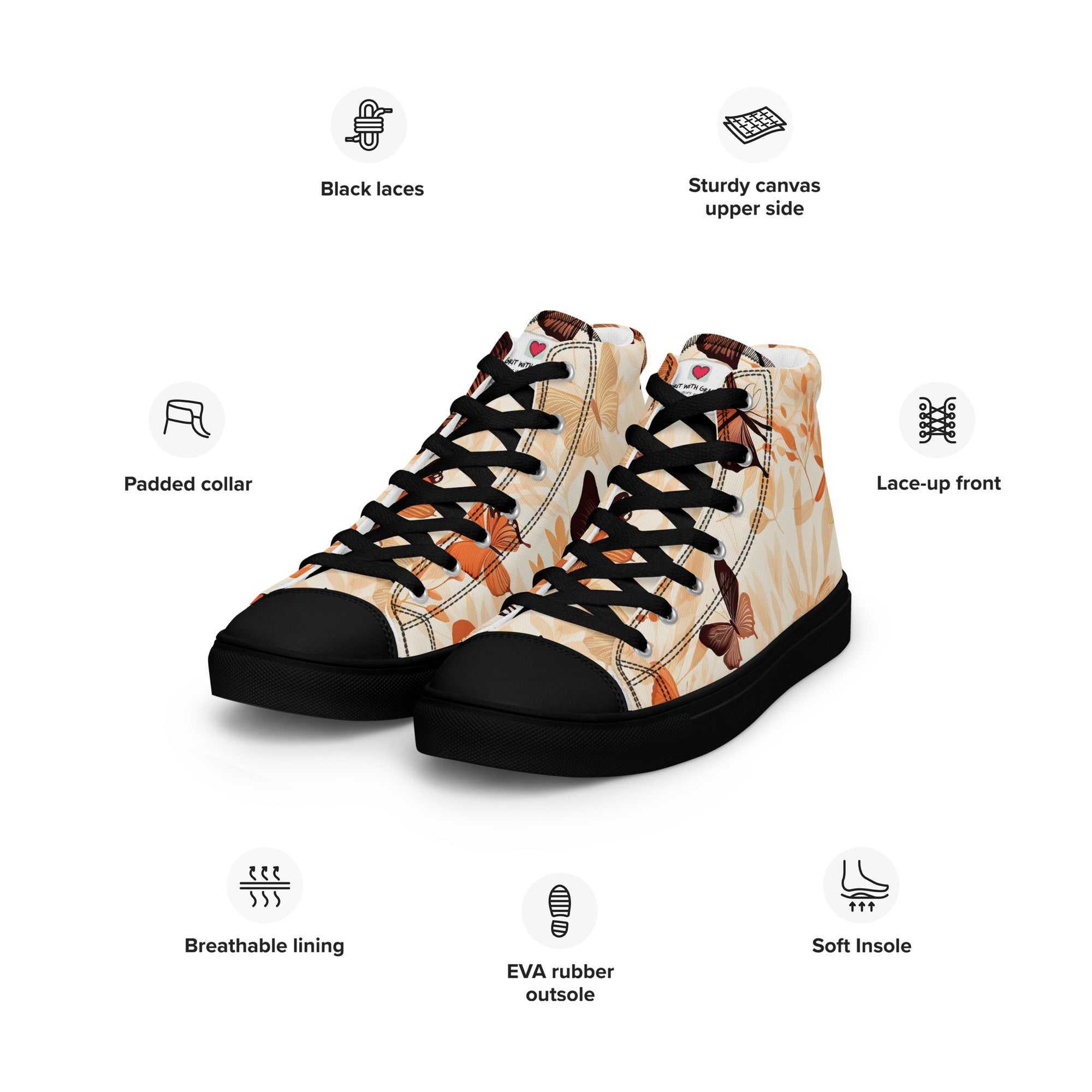 Butterfly Lover's Nature Inspired Men's High Top Sneakers