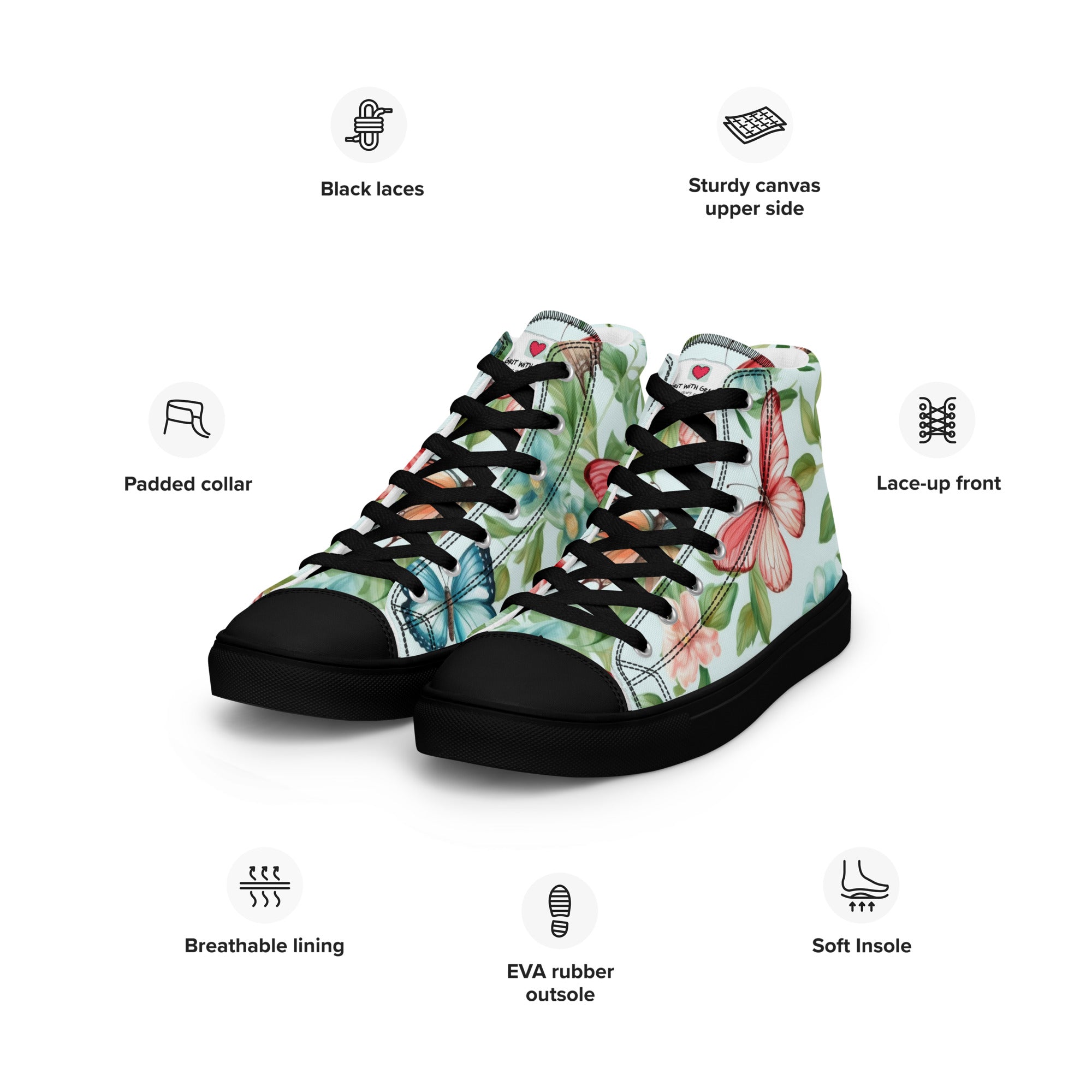 Butterfly Lover's Nature Inspired Men's High Top Sneakers